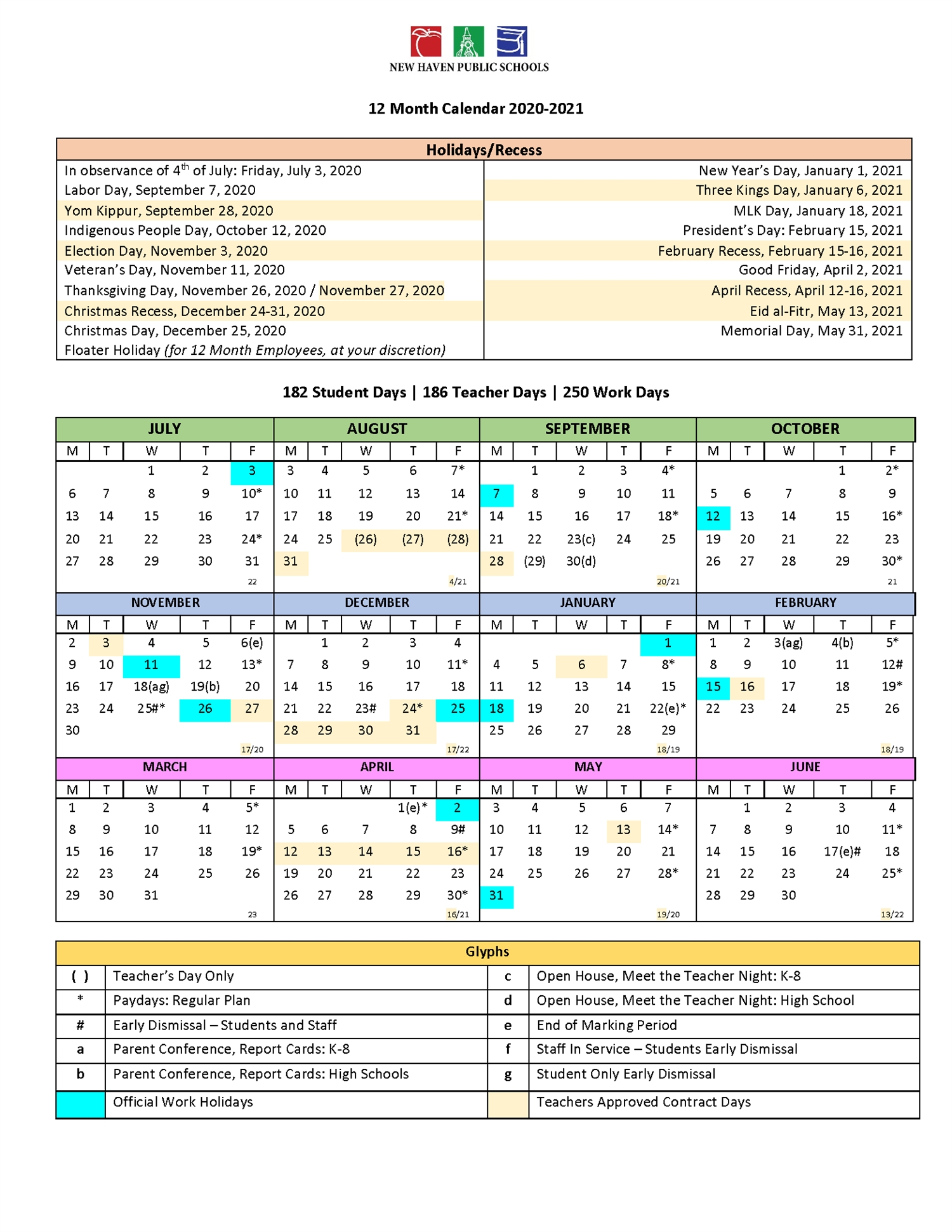 District 12 &amp; 10 Month Calendars / District 12 Month 2020