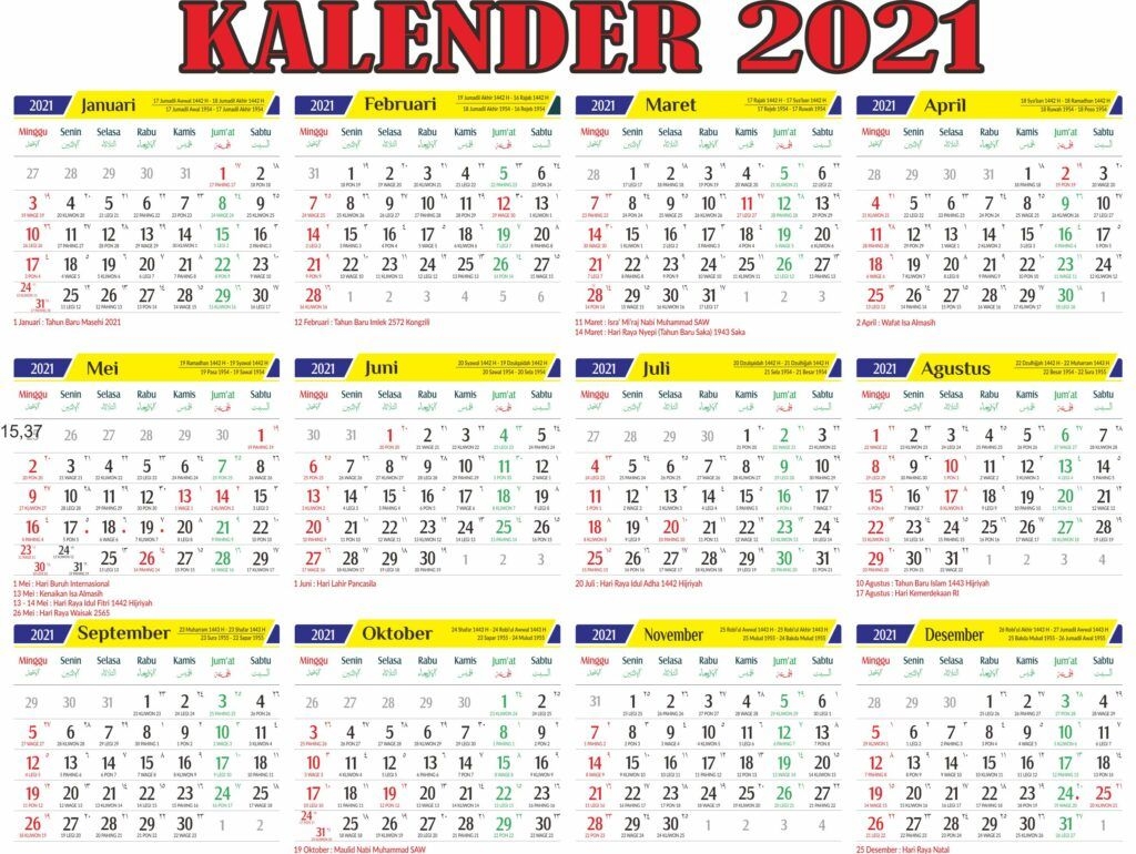 Download Kalender 2021 Indonesia Pdf Lengkap