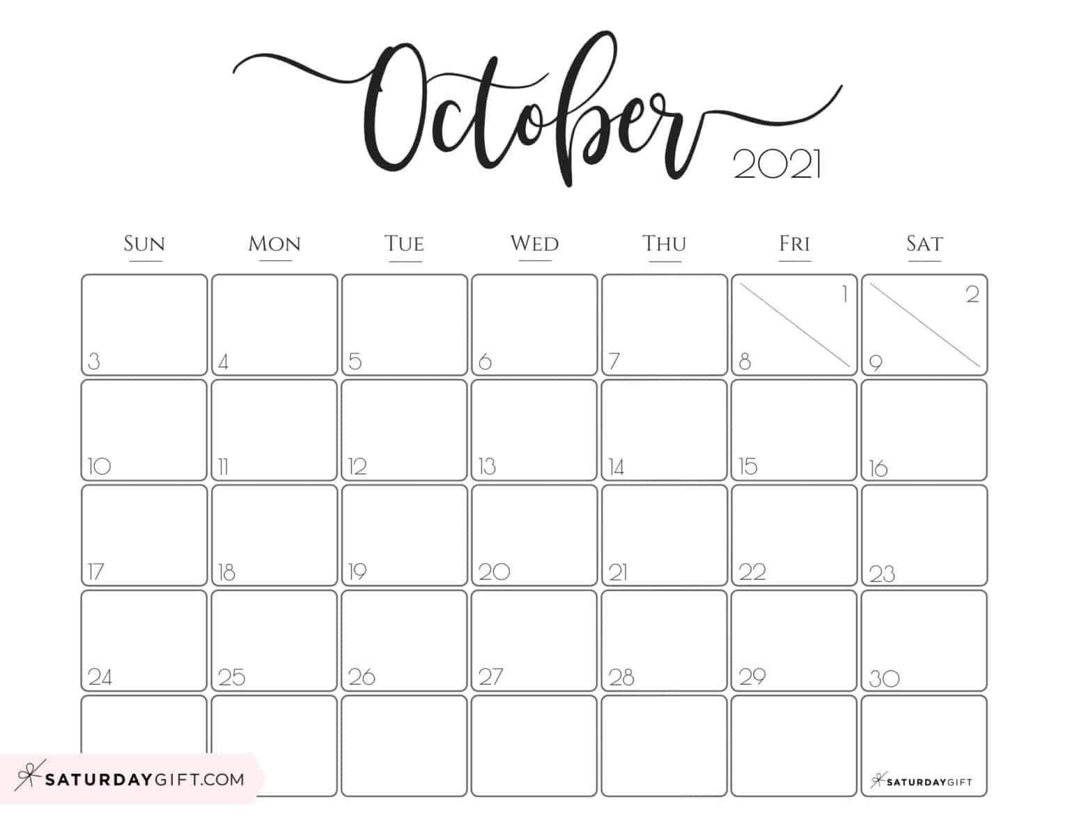 Elegant 2021 Calendar By Saturdaygift - Pretty Printable