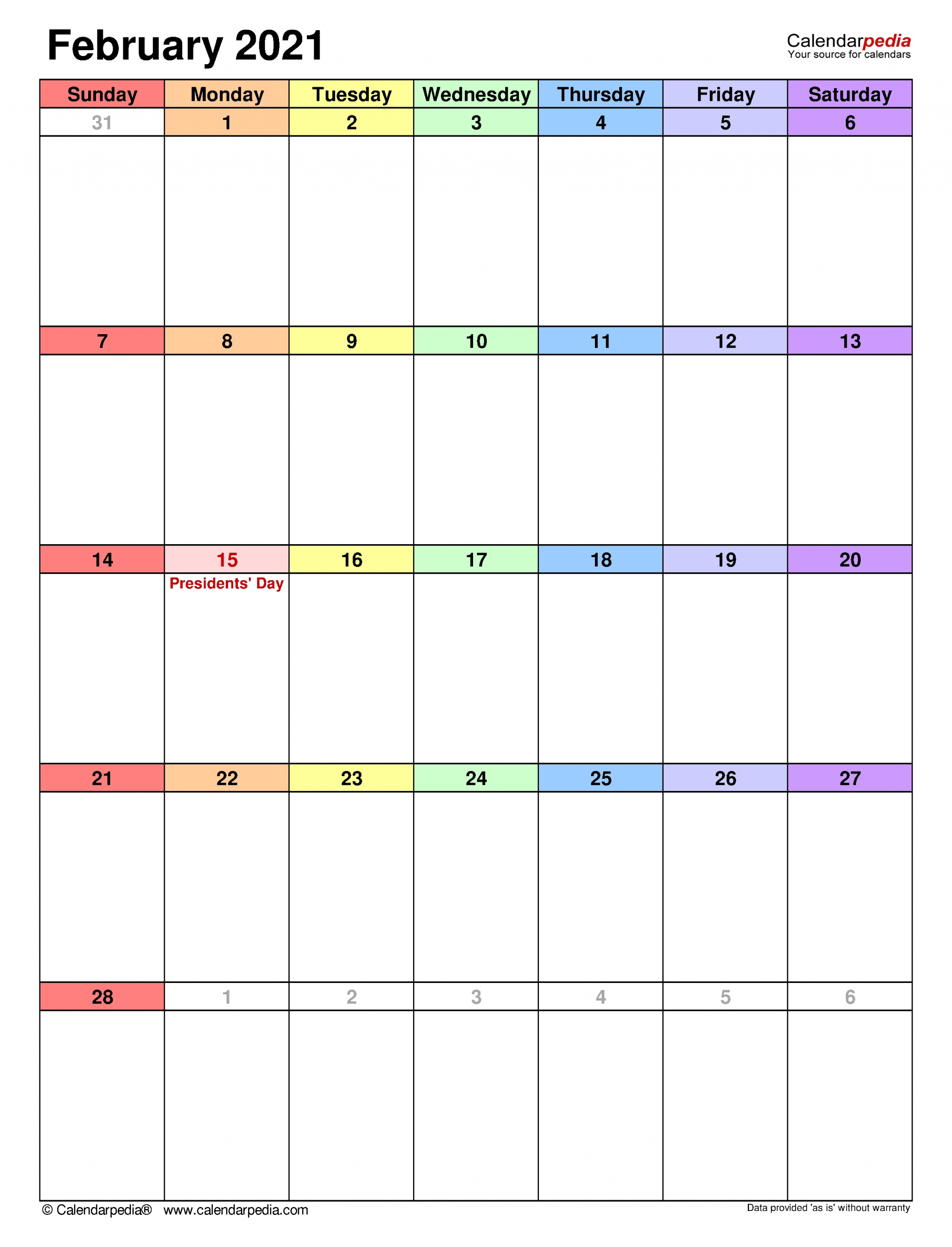 February 2021 Calendar | Templates For Word, Excel And Pdf