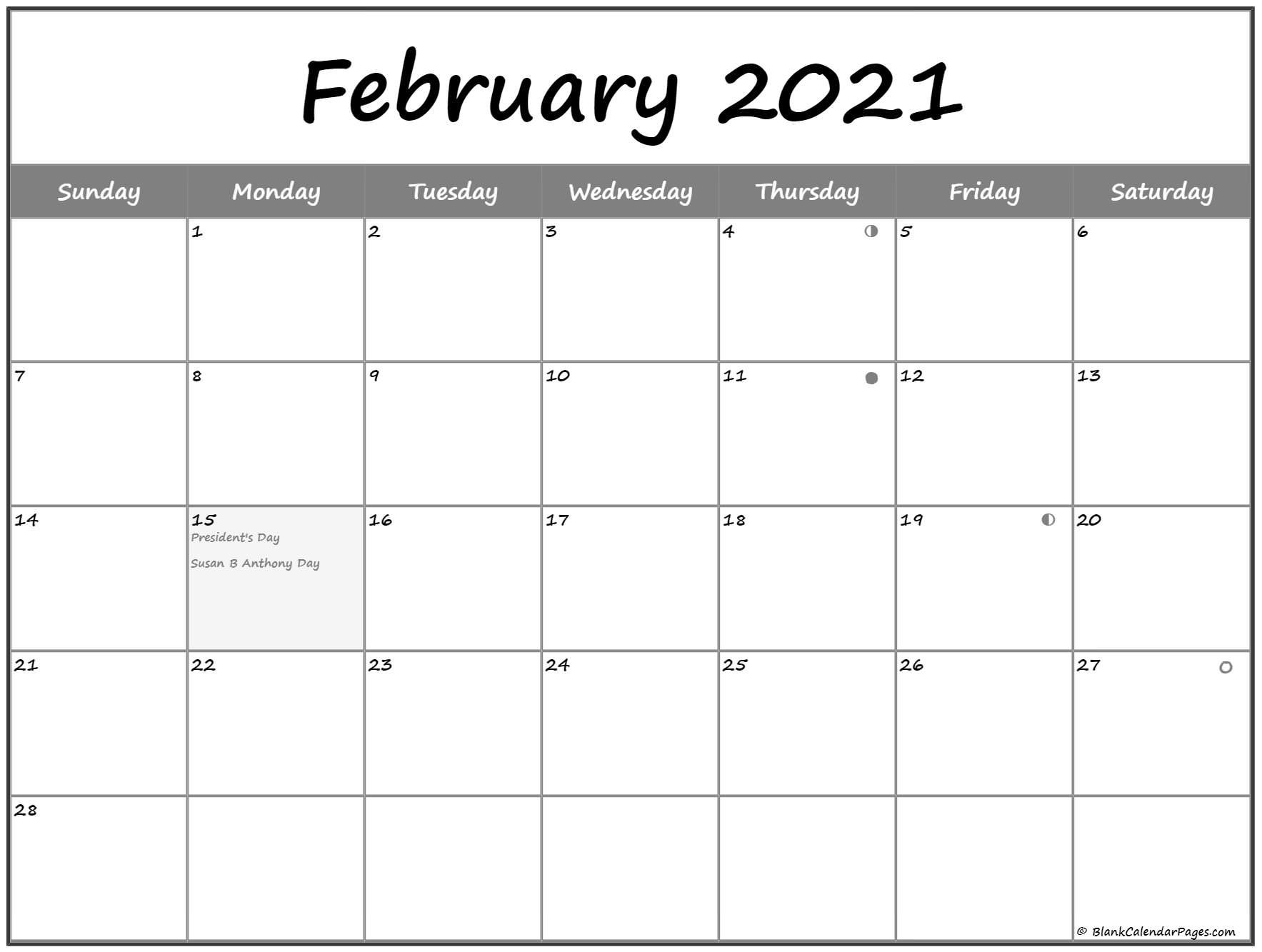 February 2021 Lunar Calendar | Moon Phase Calendar