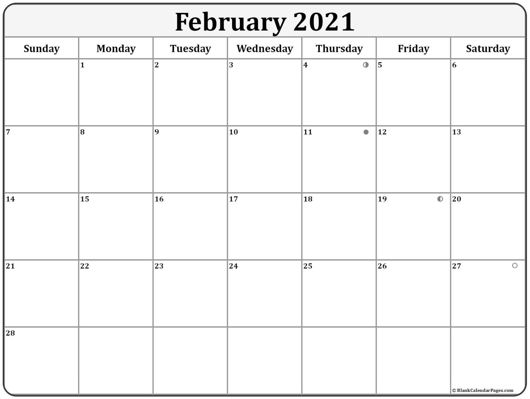 February 2021 Lunar Calendar | Moon Phase Calendar