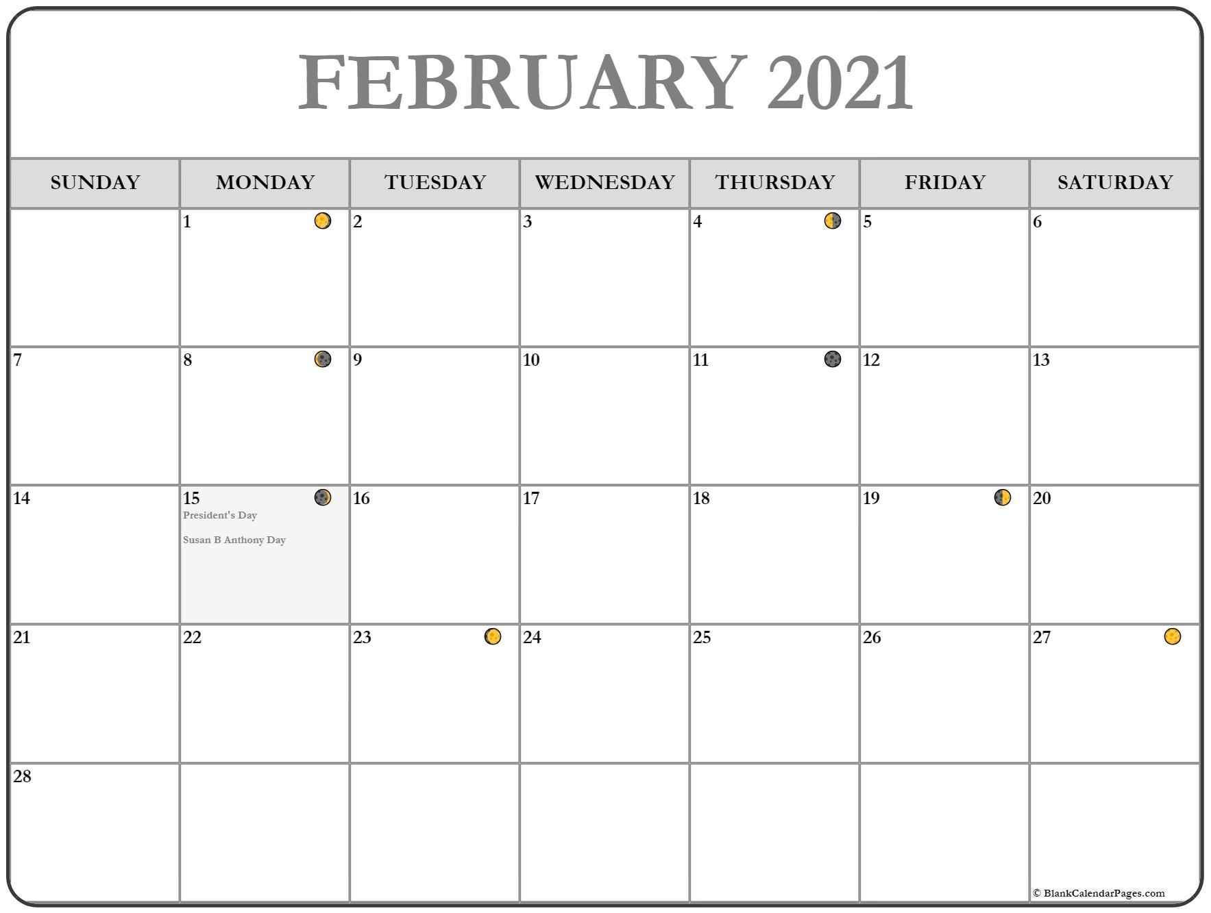 Effective Free Printable Moon Phase Calendar February 2021