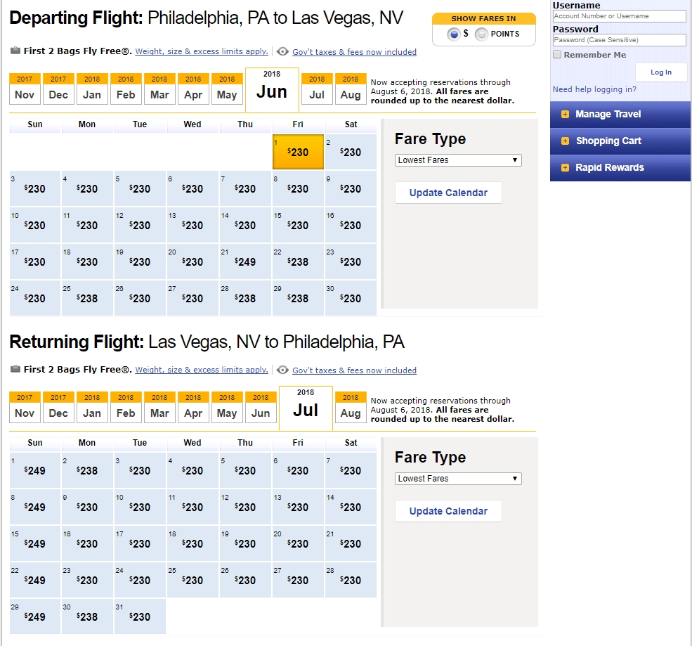 Finding Low Fares On Southwest Airlines - Travelzork