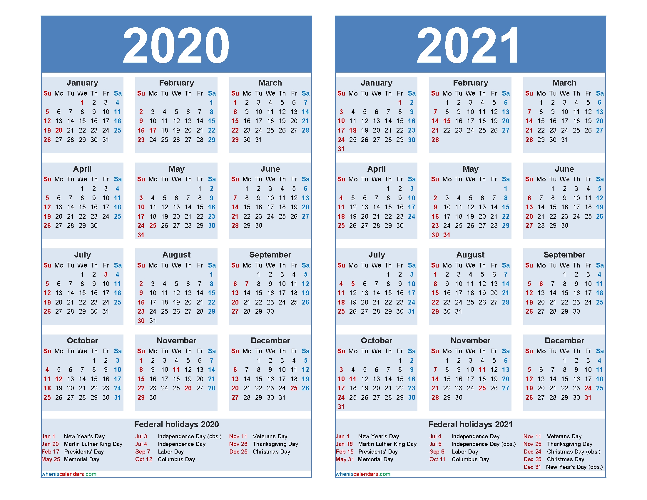Free 2020 2021 Calendar Printable Word, Pdf – Free Printable