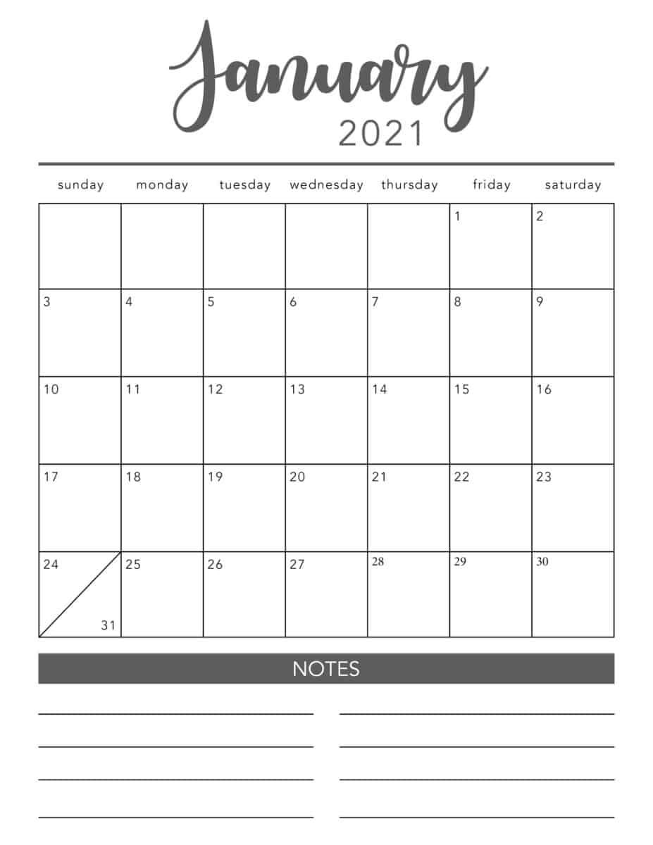 Perfect Free Printable Monthly Calendar 2021 With Lines