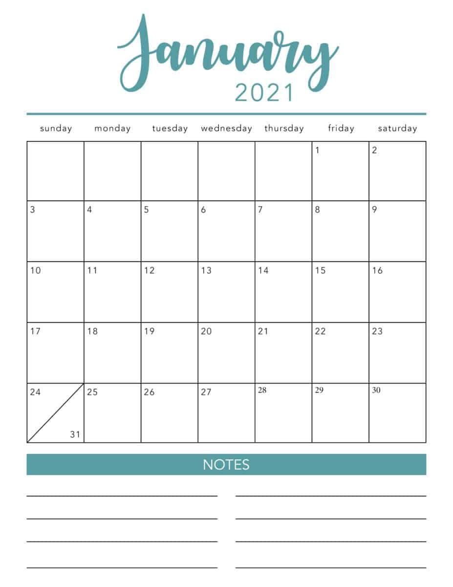 Free 2021 Printable Calendar Template (2 Colors!) - I Heart