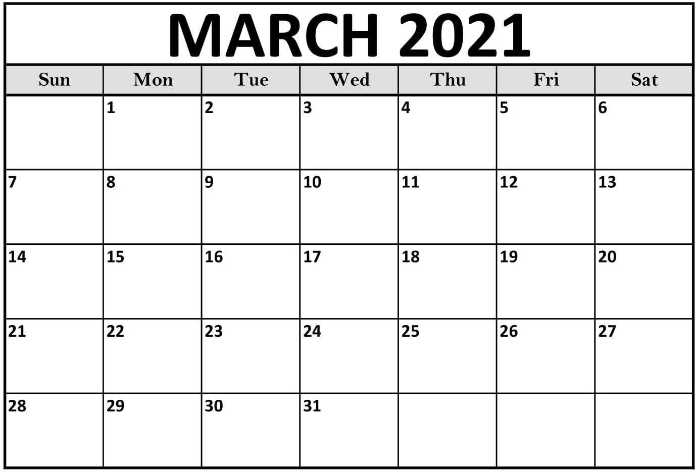 Free Calendar 2021 March Template Worksheet - Set Your Plan