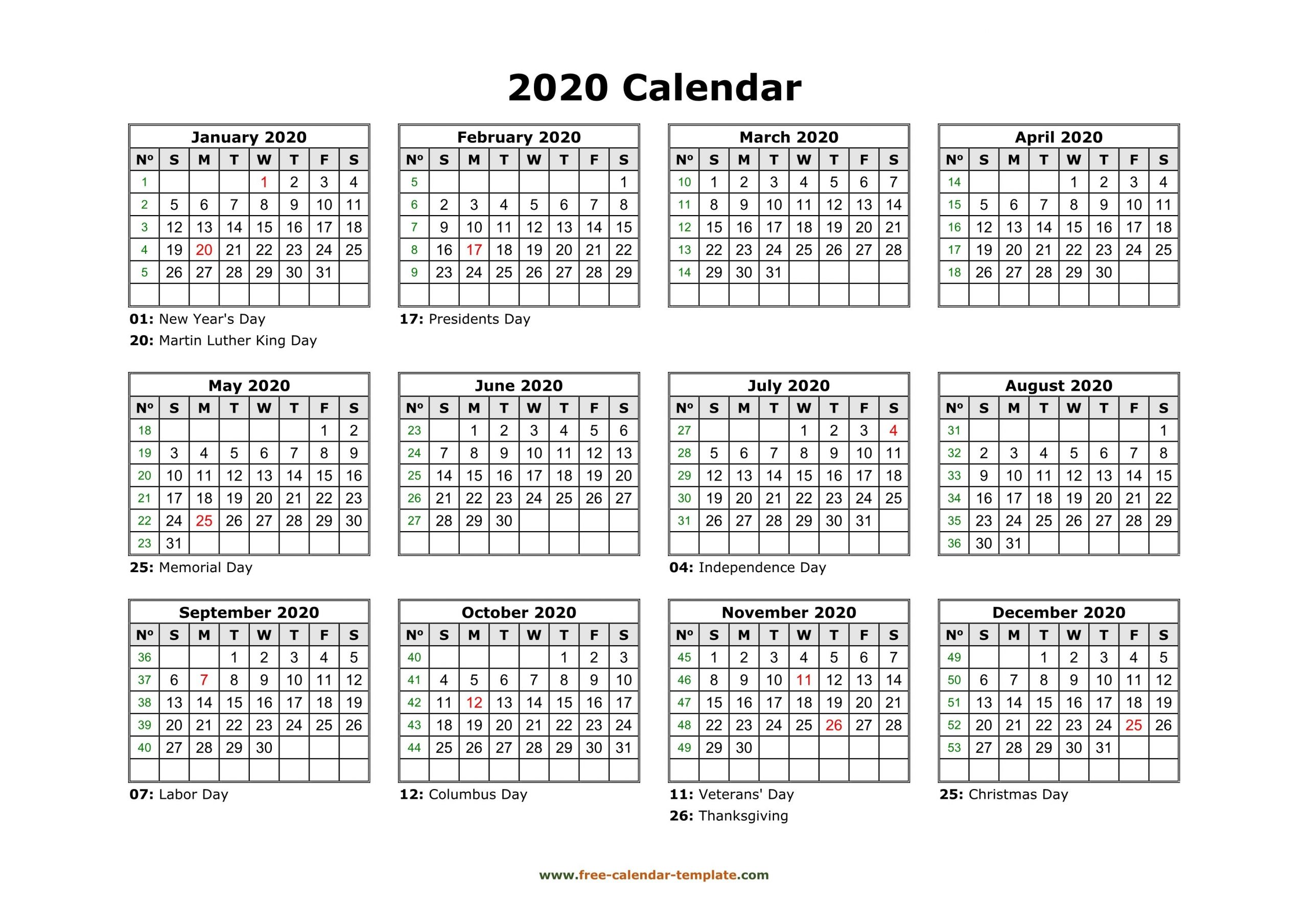 Free Calendar Template 2020 And 2021