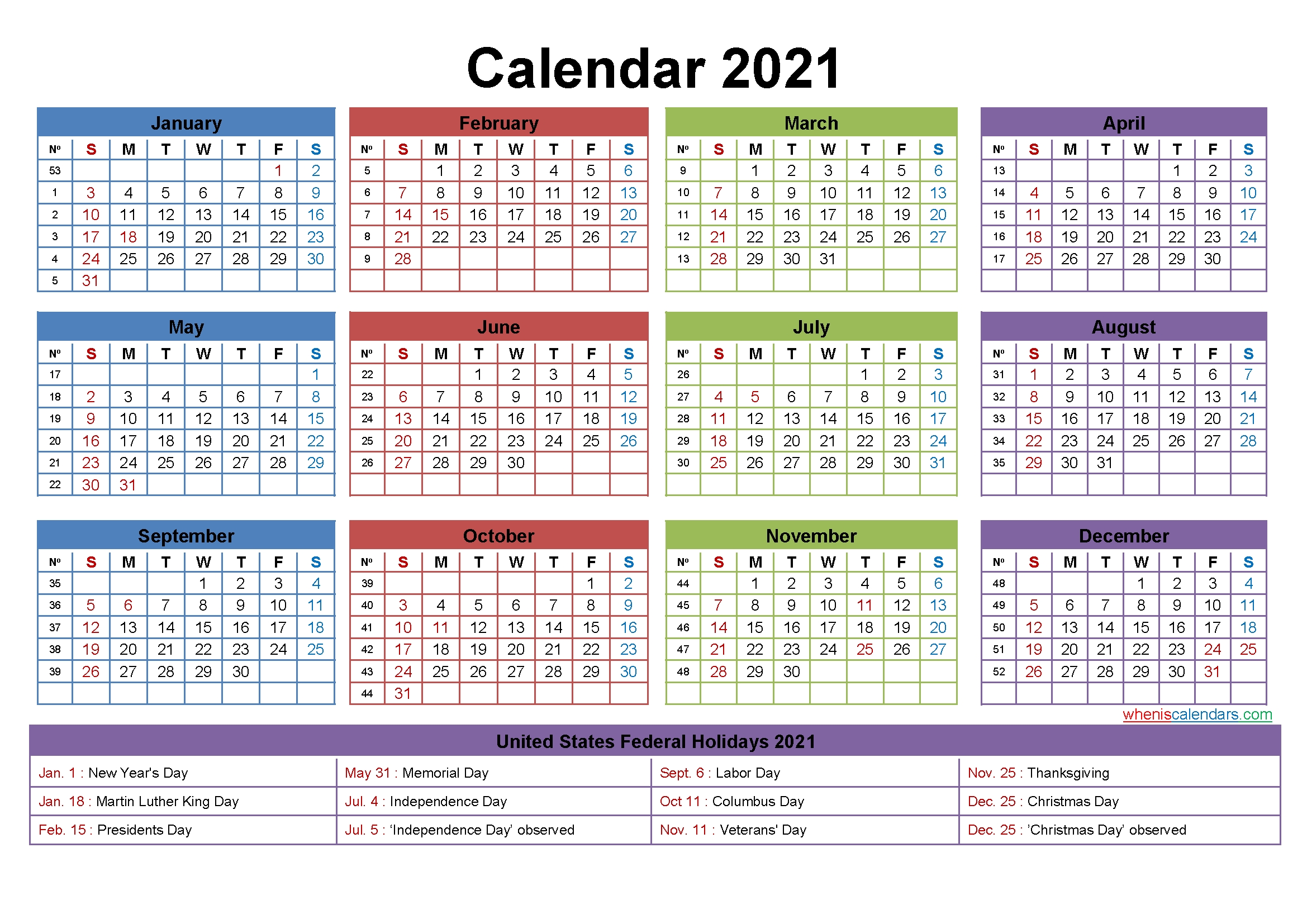 Free Editable Calendar Template 2021 – Template No.ep21Y24