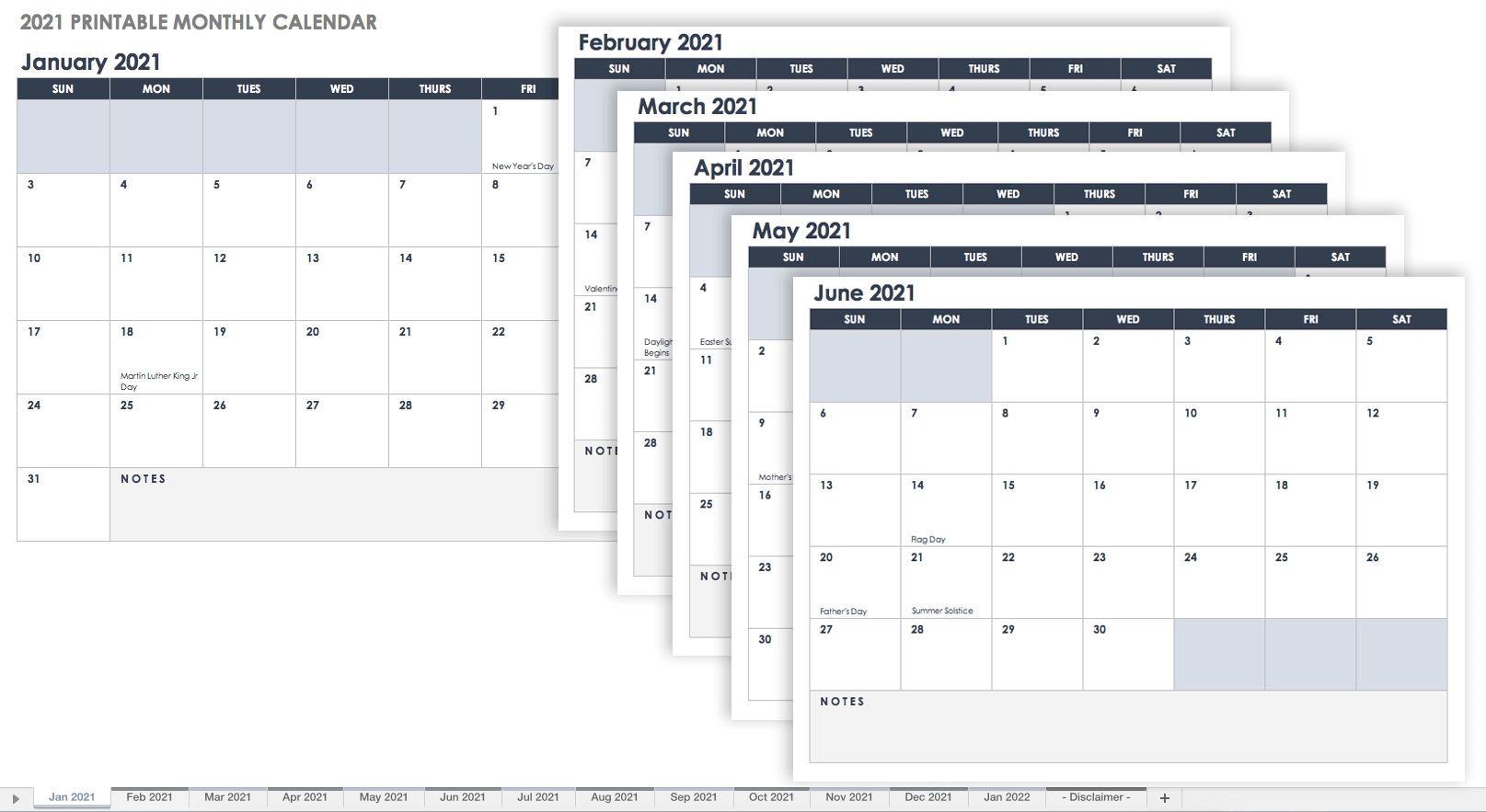 Free Excel Calendar Templates