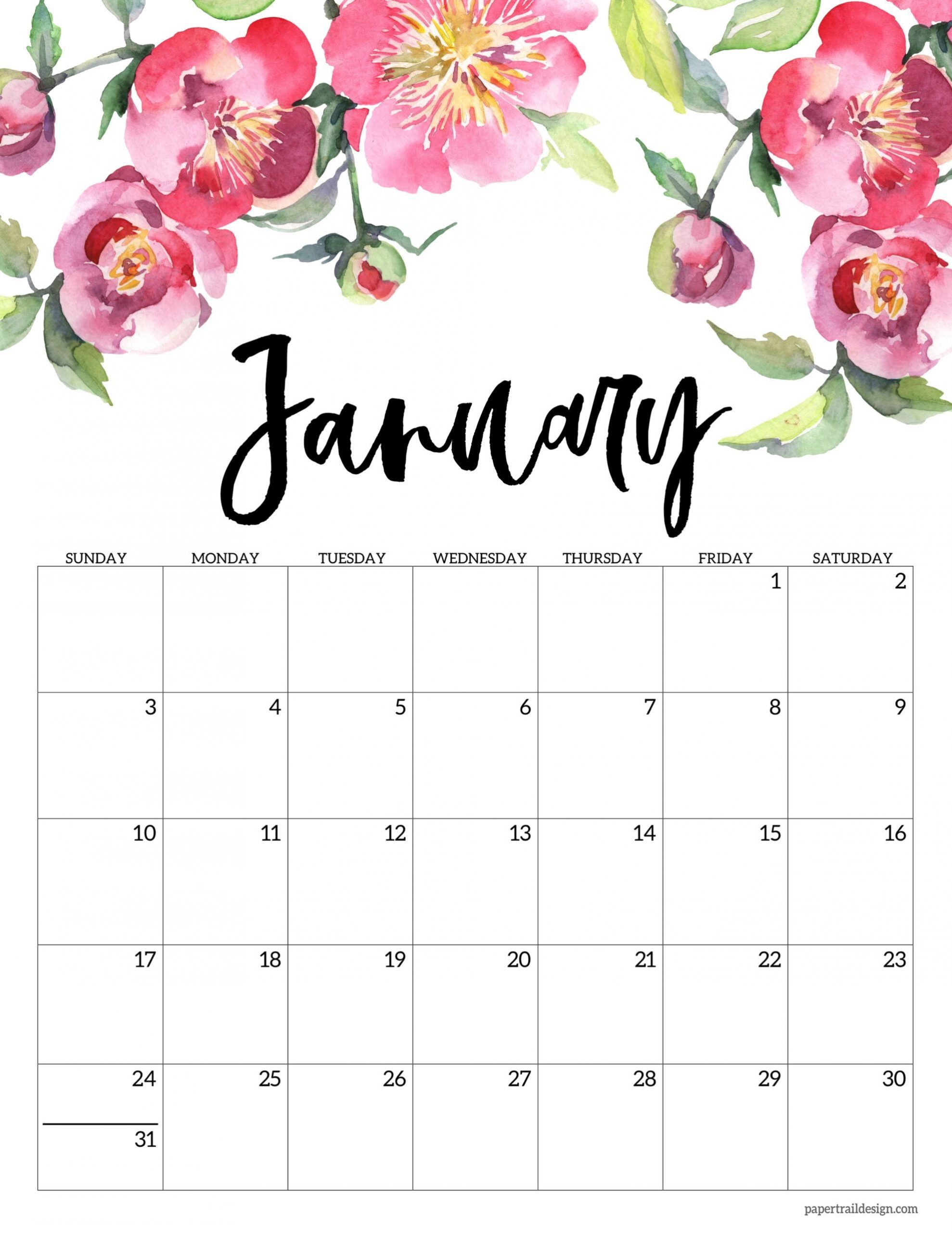 Free Printable 2021 Floral Calendar | Paper Trail Design