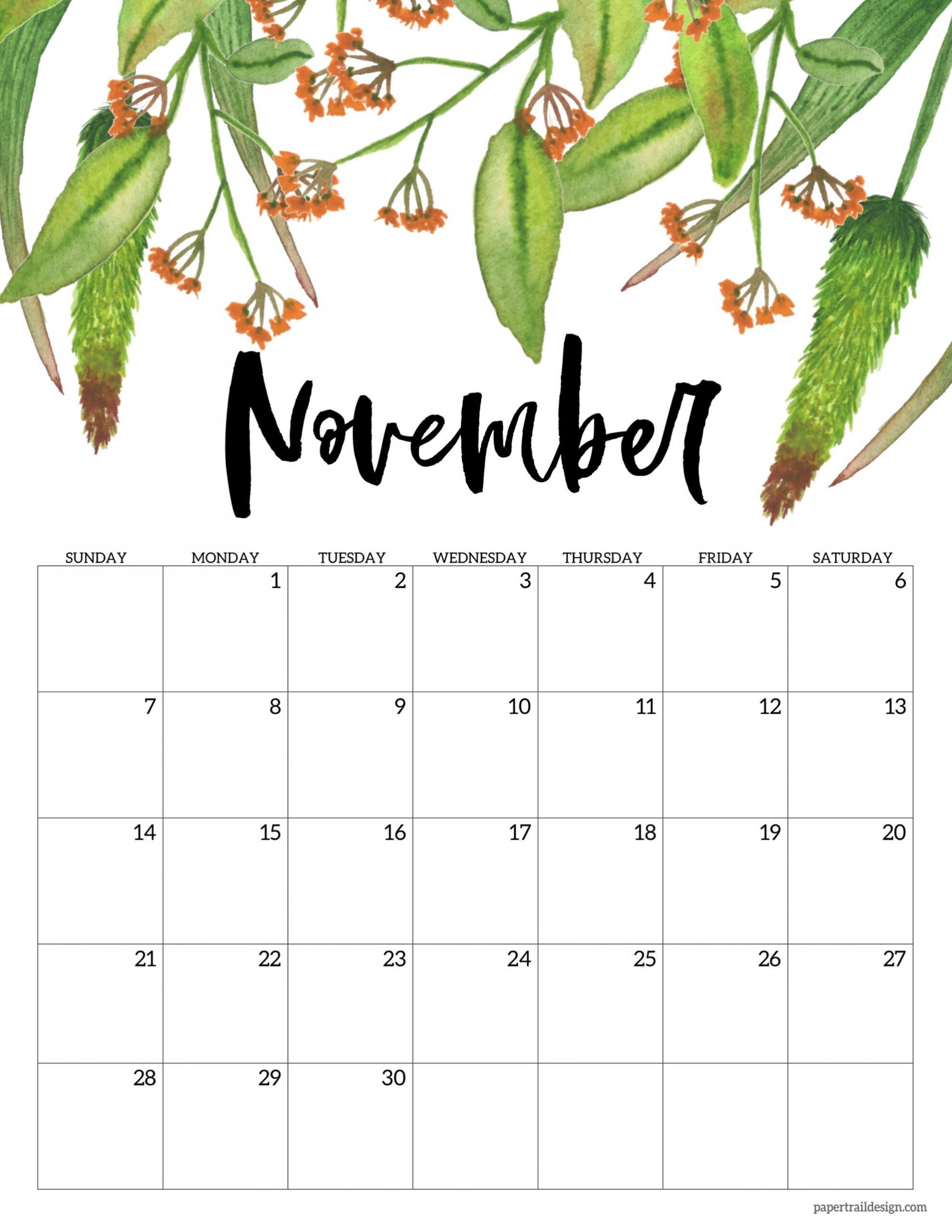 Free Printable 2021 Floral Calendar | Paper Trail Design