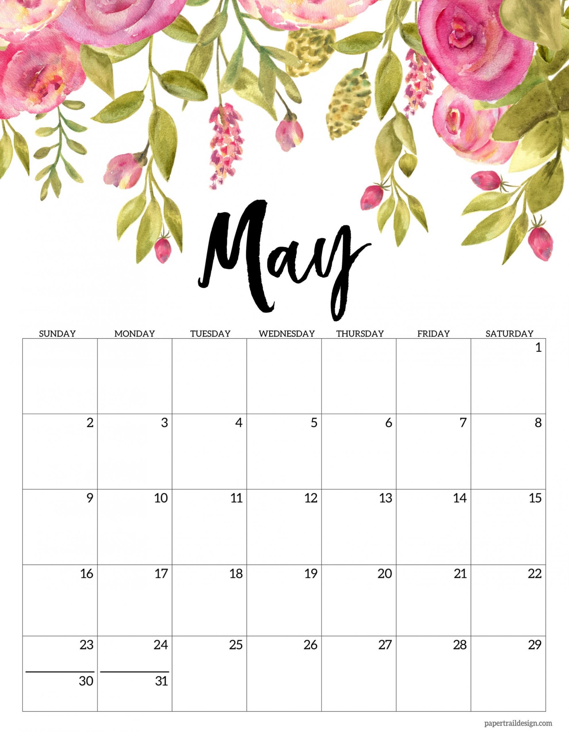 Free Printable 2021 Floral Calendar | Paper Trail Design