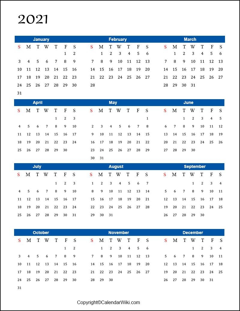 Free Printable Calendar 2021 Templates [Pdf, Word]