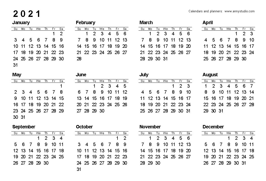 The Wallet Size 2021 Calendar Printable - Get Your Calendar Printable