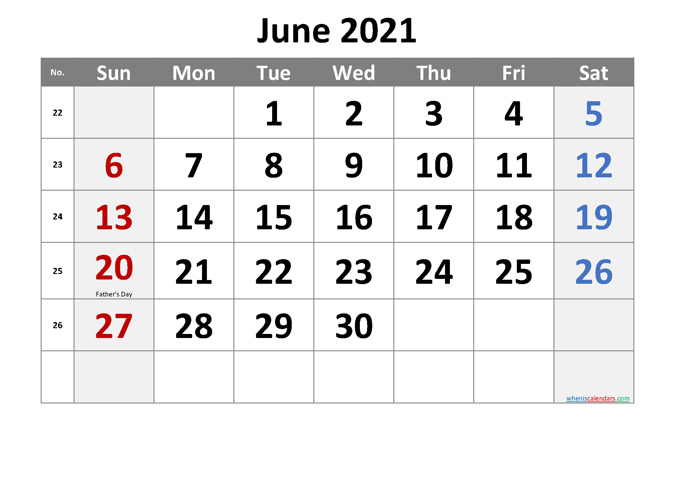 Free Printable June 2021 Calendar In 2020 | June Calendar