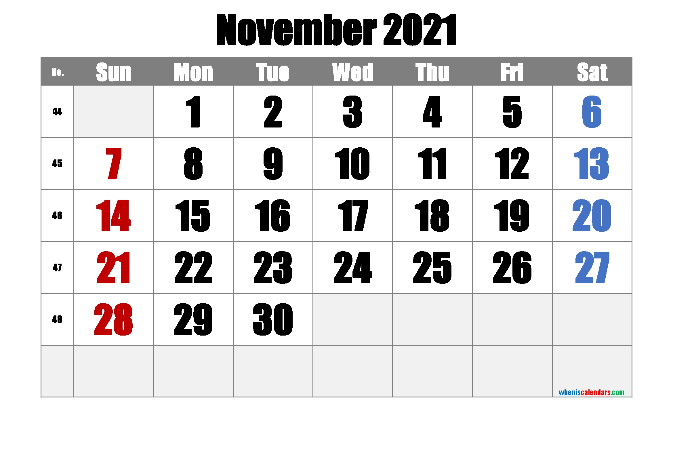 Free Printable November 2021 Calendar (Premium) In 2020