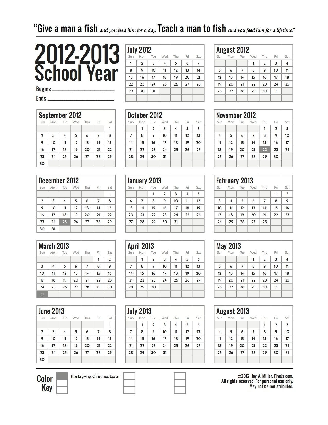 Free Printable School Calendar For 2020-2021 - Five J&#039;S