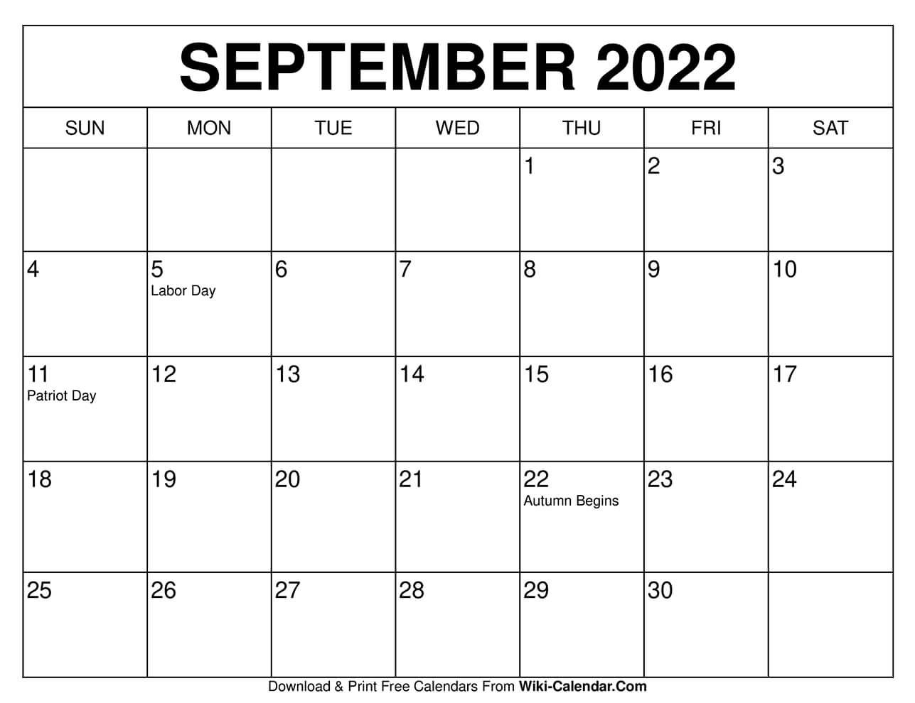 Free Printable September 2020 Calendars