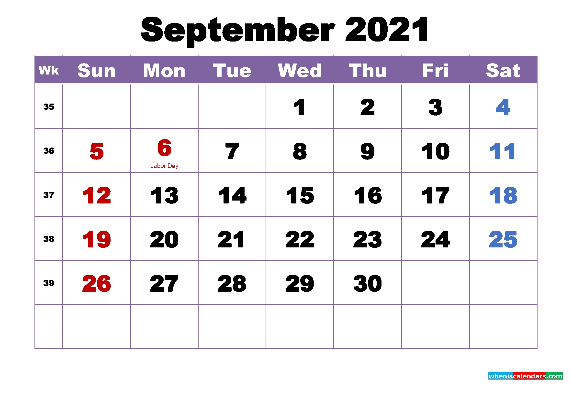 Free Printable September 2021 Calendar Wallpaper – Free