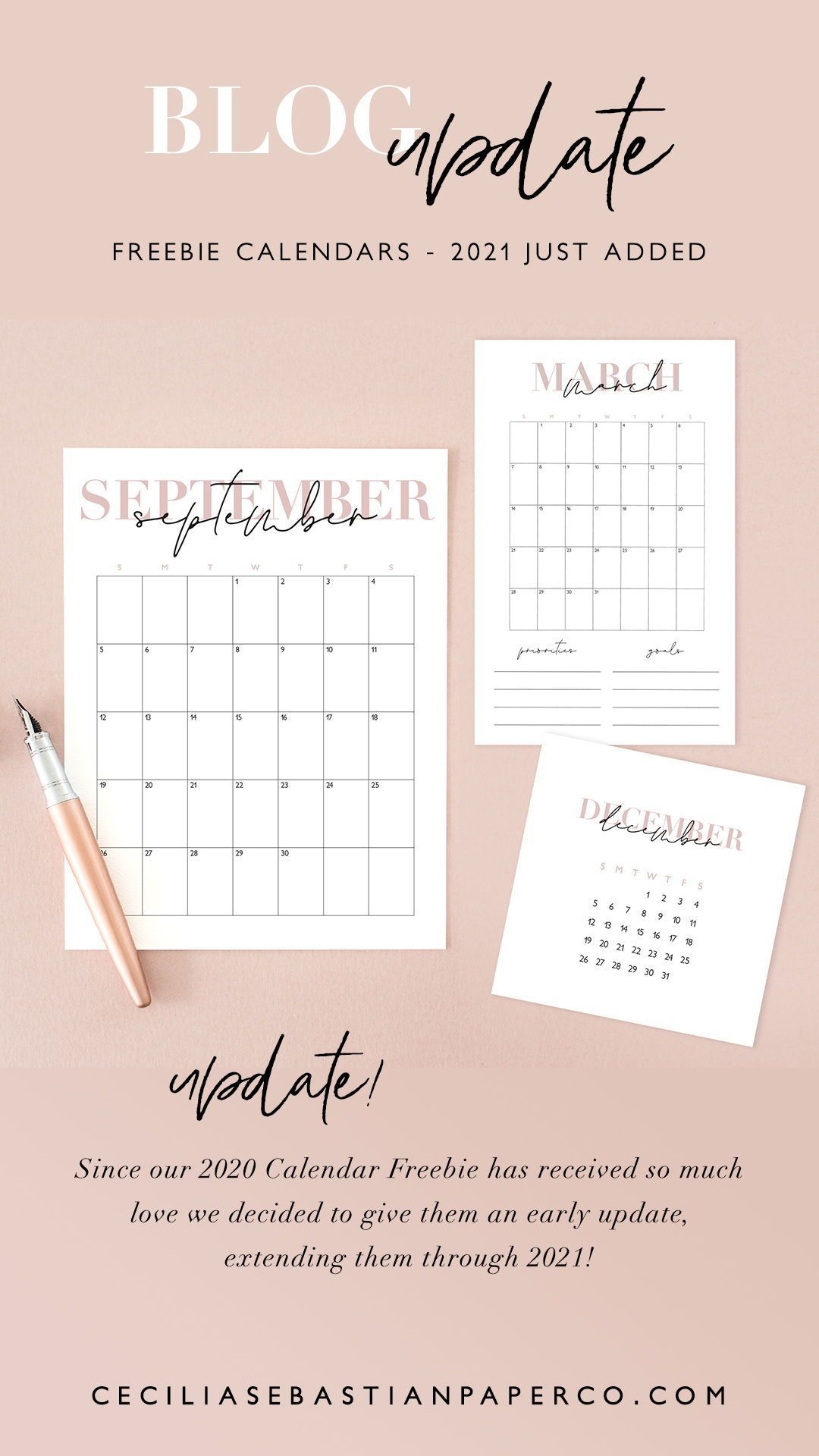 Freebie 2020 + 2021 Calendars | Ceciliasebastianpaperco