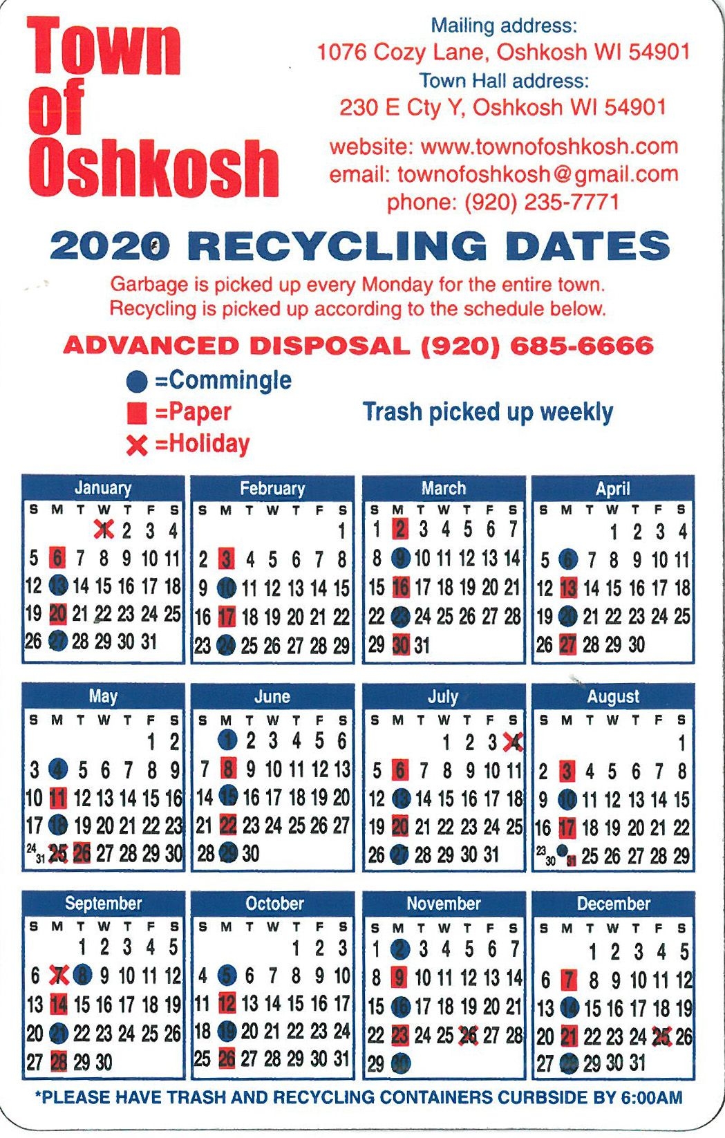 Toledo Garbage Pickup Calendar 2022 Customize and Print