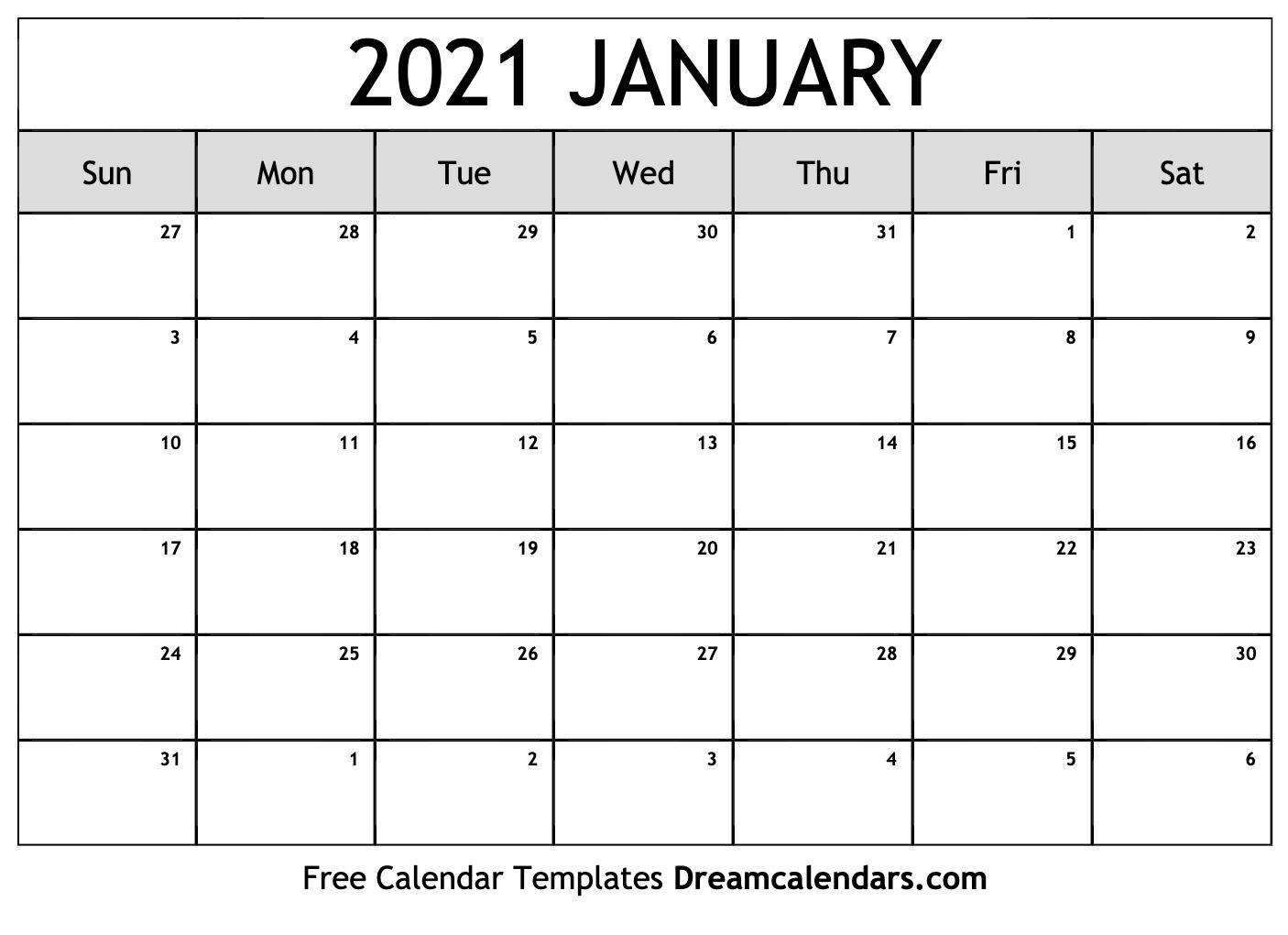 January 2021 Calendar | Free Blank Printable Templates