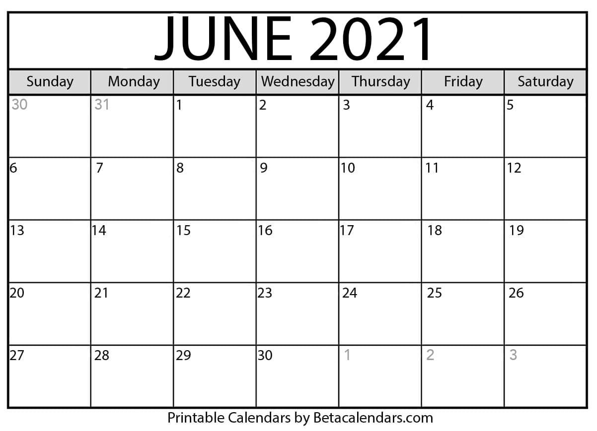 June 2021 Calendar | Blank Printable Monthly Calendars