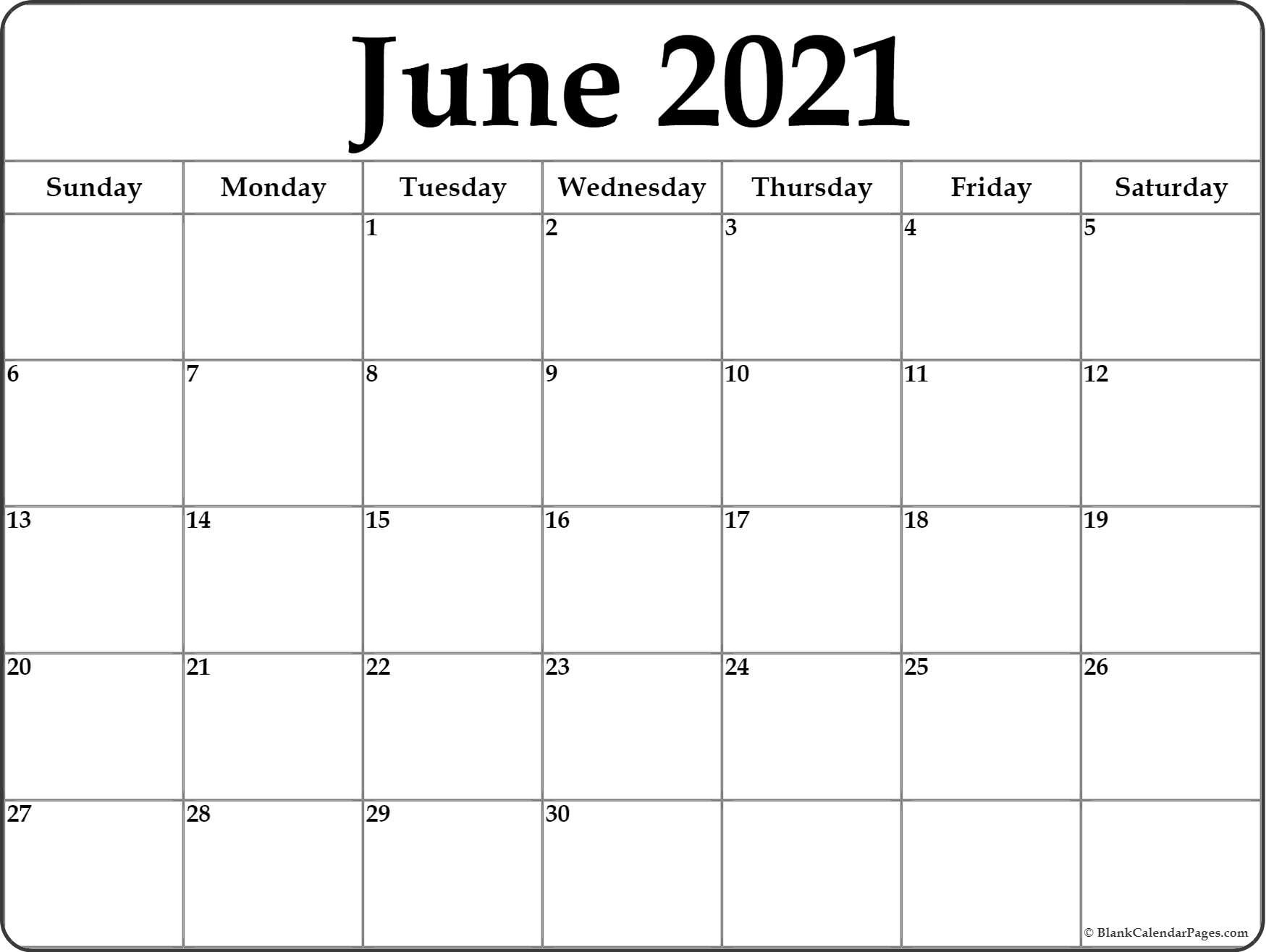 June 2021 Calendar | Free Printable Monthly Calendars