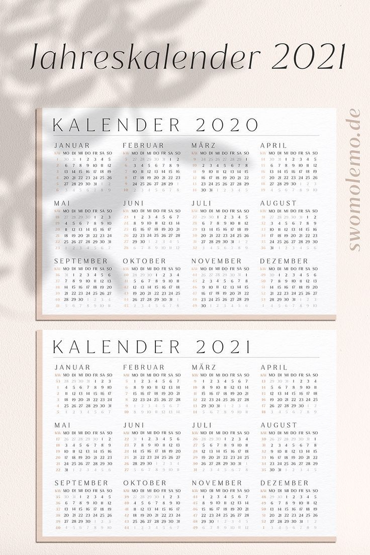 Kalender 2021 Mit Kalenderwochen Zum Ausdrucken | 12Er Set