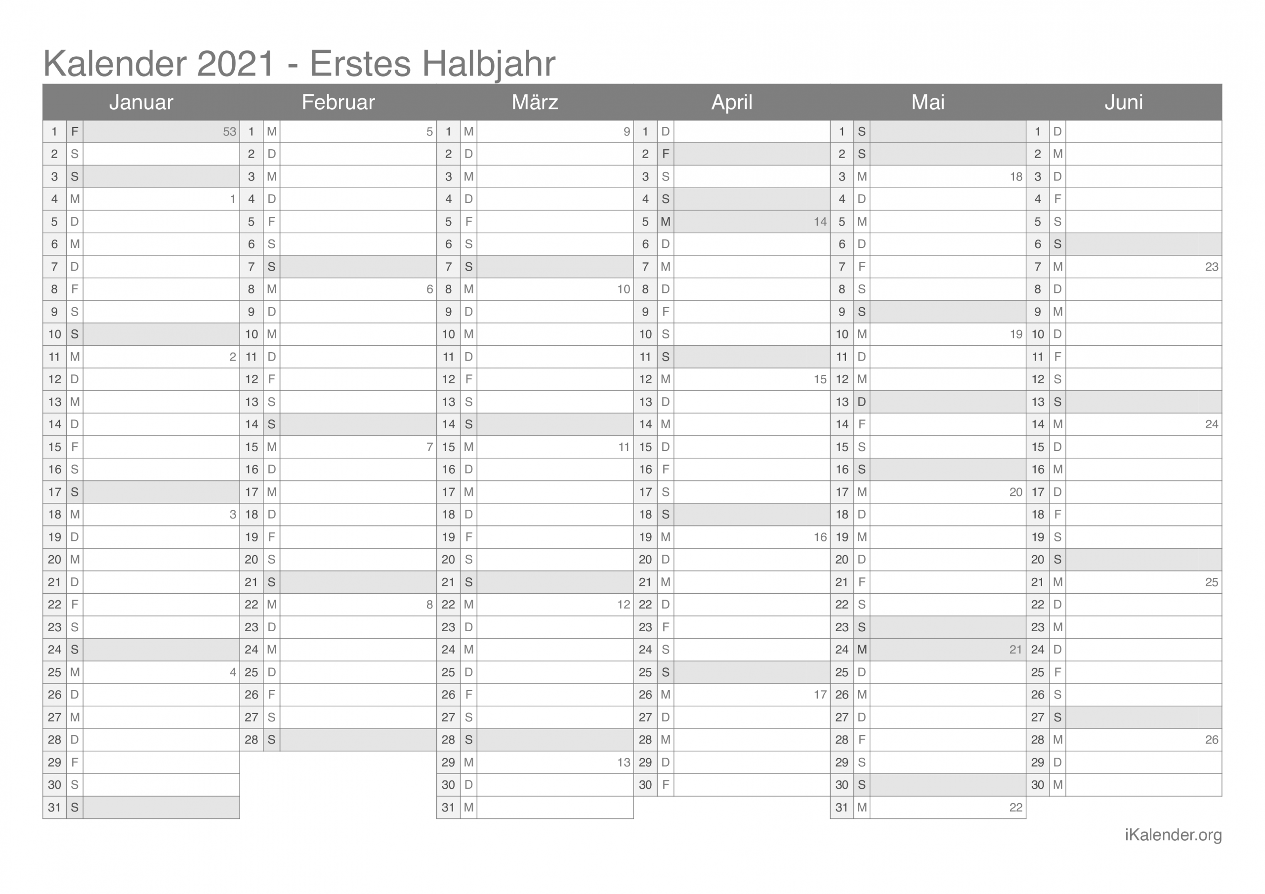 Kalender 2021 Zum Ausdrucken - Ikalender