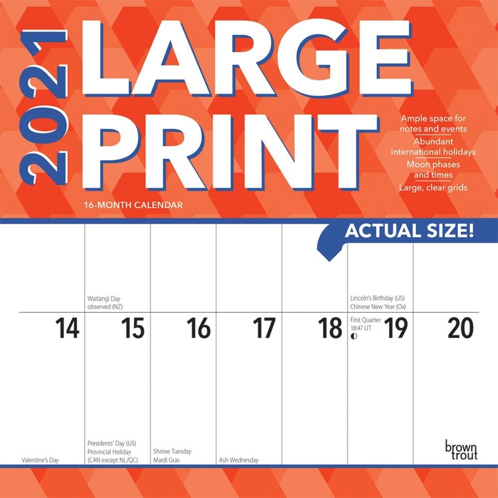 Extra Large Calendar Printable