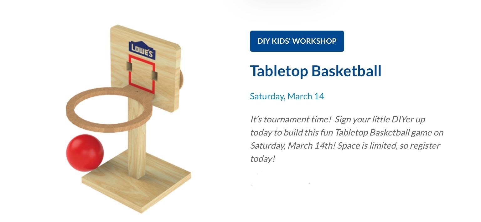 Lowe&#039;S Diy Kid&#039;S Workshop | Tabletop Basketball Hoop | Ship