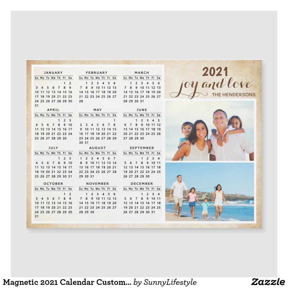 Magnetic 2021 Calendar Custom Photo | Zazzle In 2020