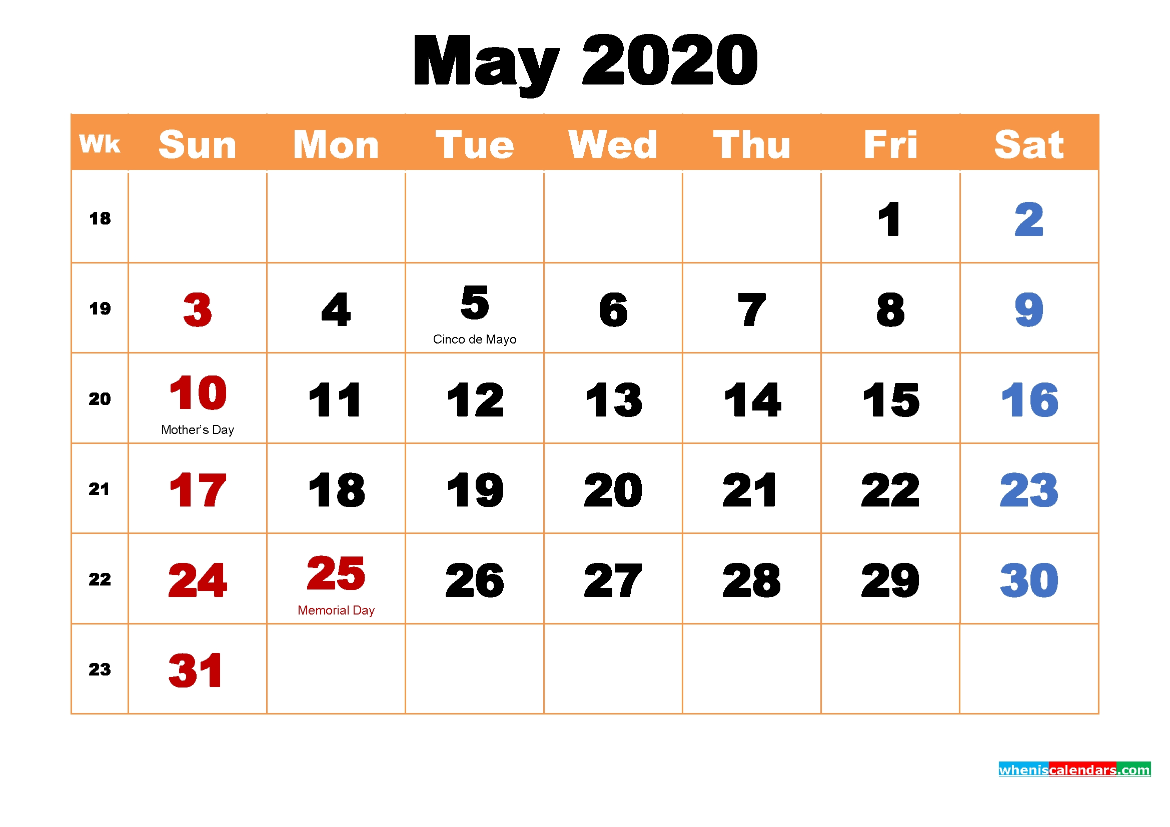 Make 2020 Your Best With Printable Monthly Calendar | By