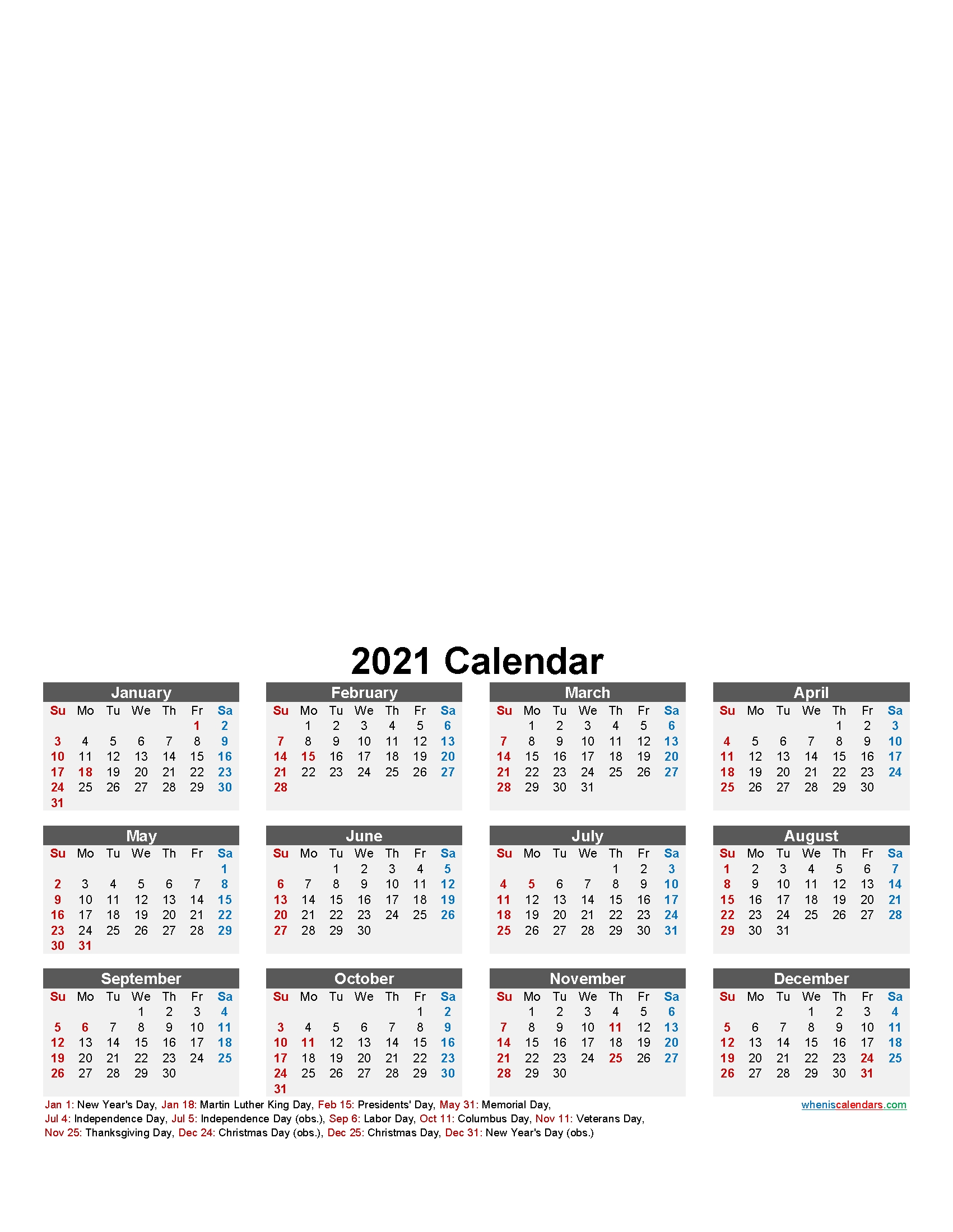 Make Your Own Photo Calendar 2021 – Template No.f21Y15