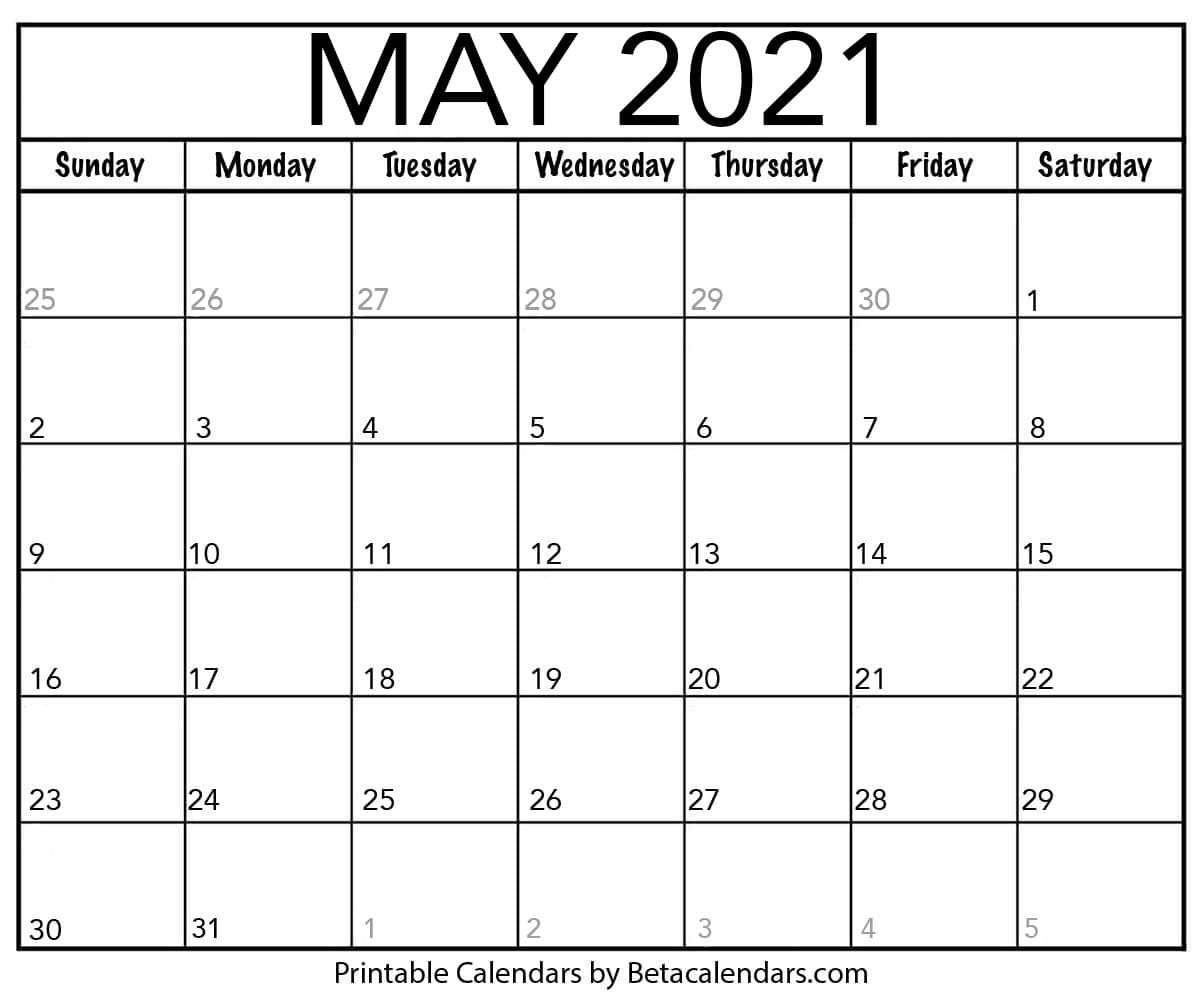 May 2021 Calendar | Blank Printable Monthly Calendars