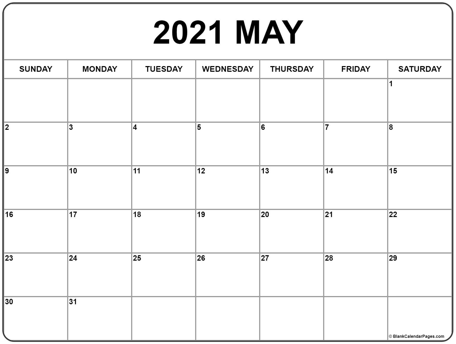 May 2021 Calendar | Free Printable Monthly Calendars