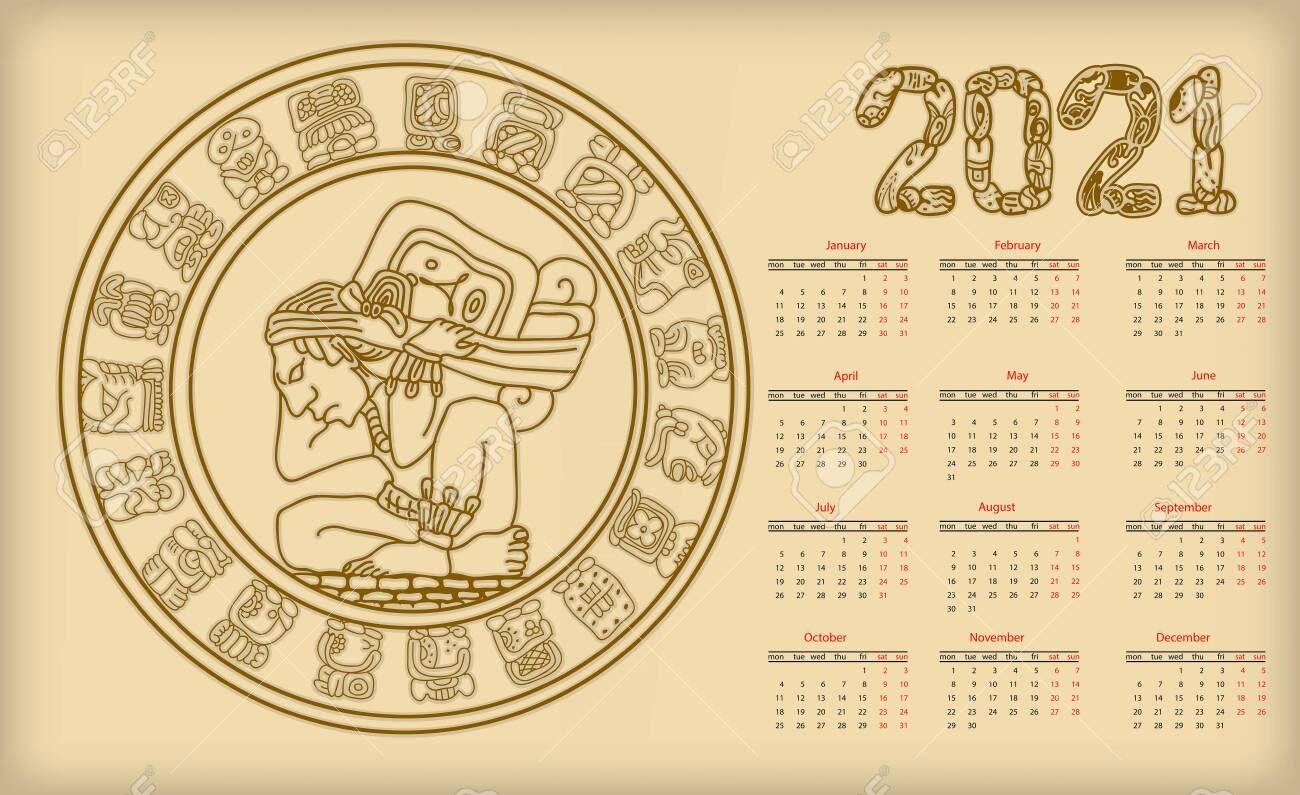 Mayan Calendar. 2021 Calendar Planner Set For Template Corporate..