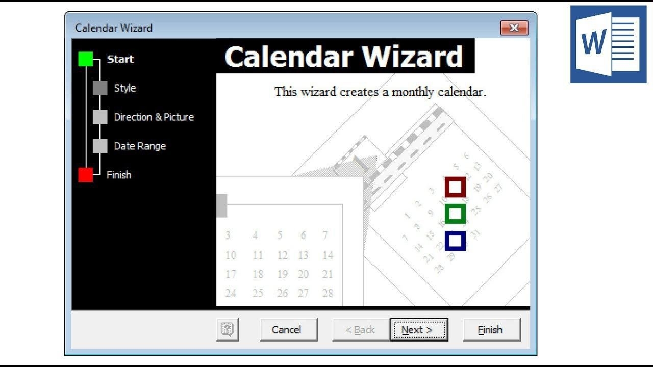 Microsoft Word Calendar Wizard In 2020 | Calendar, Personal
