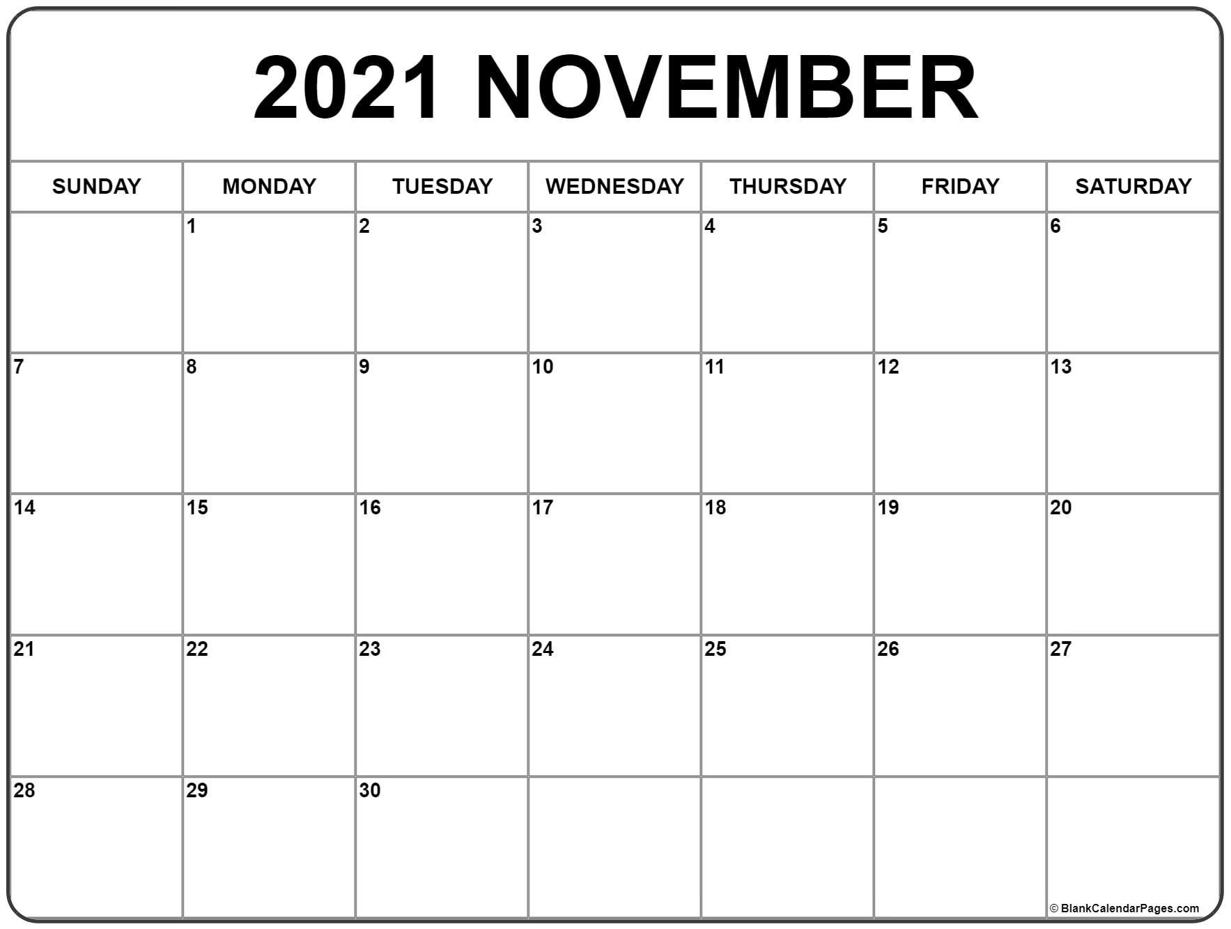 Perfect Free Printable Calendar For November 2021