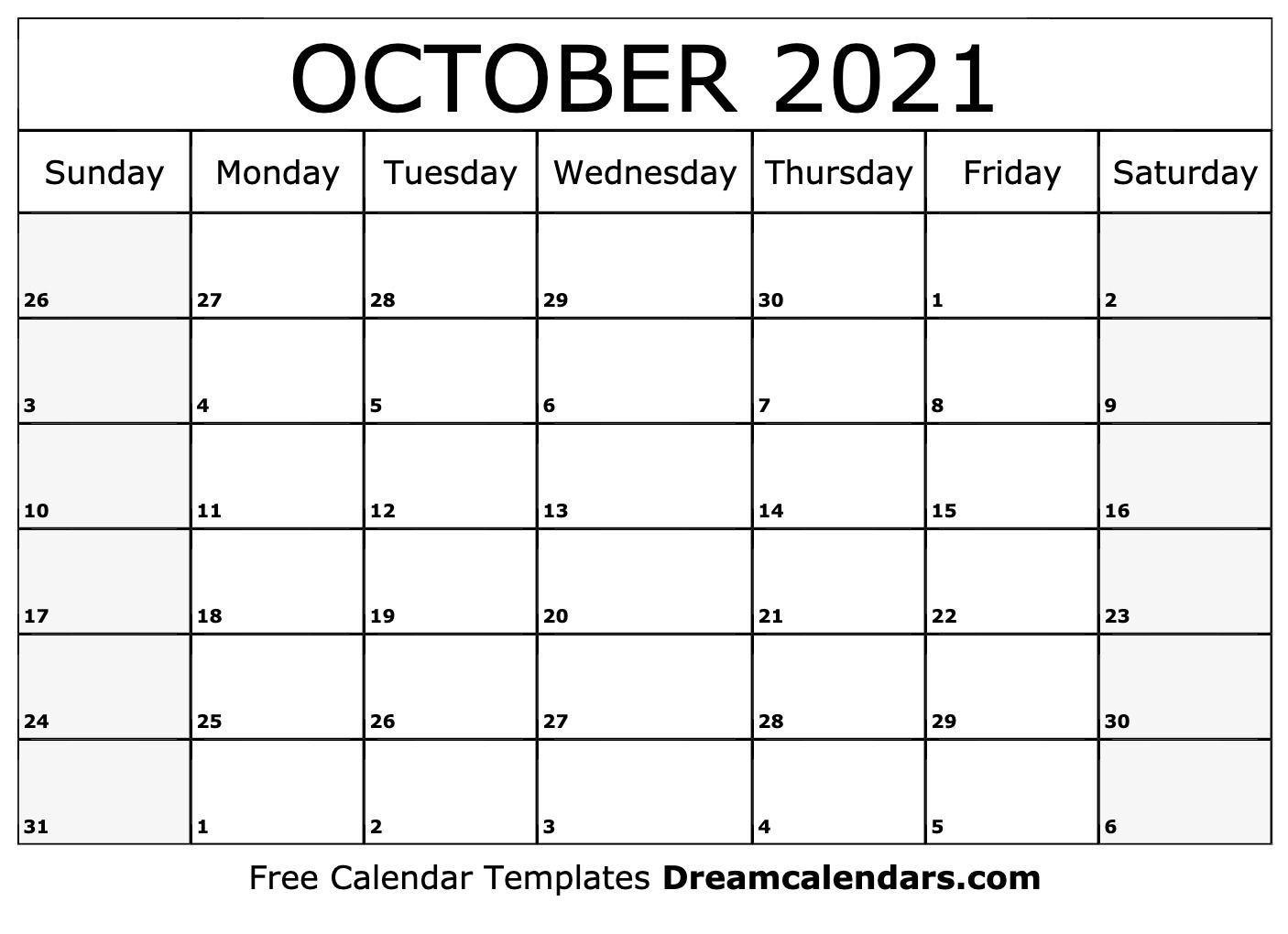 October 2021 Calendar | Free Blank Printable Templates