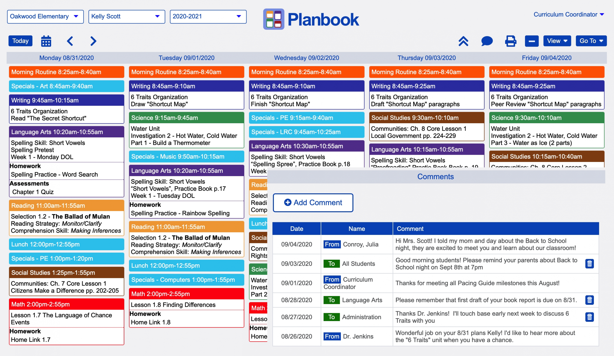 Planbook - Online Teacher Lesson Planning