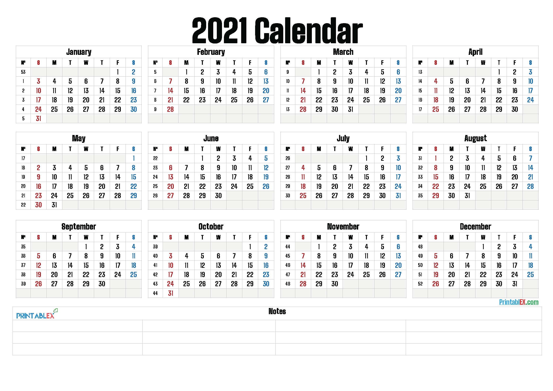 Universal 2021 Calendar With Week Number | Get Your ...