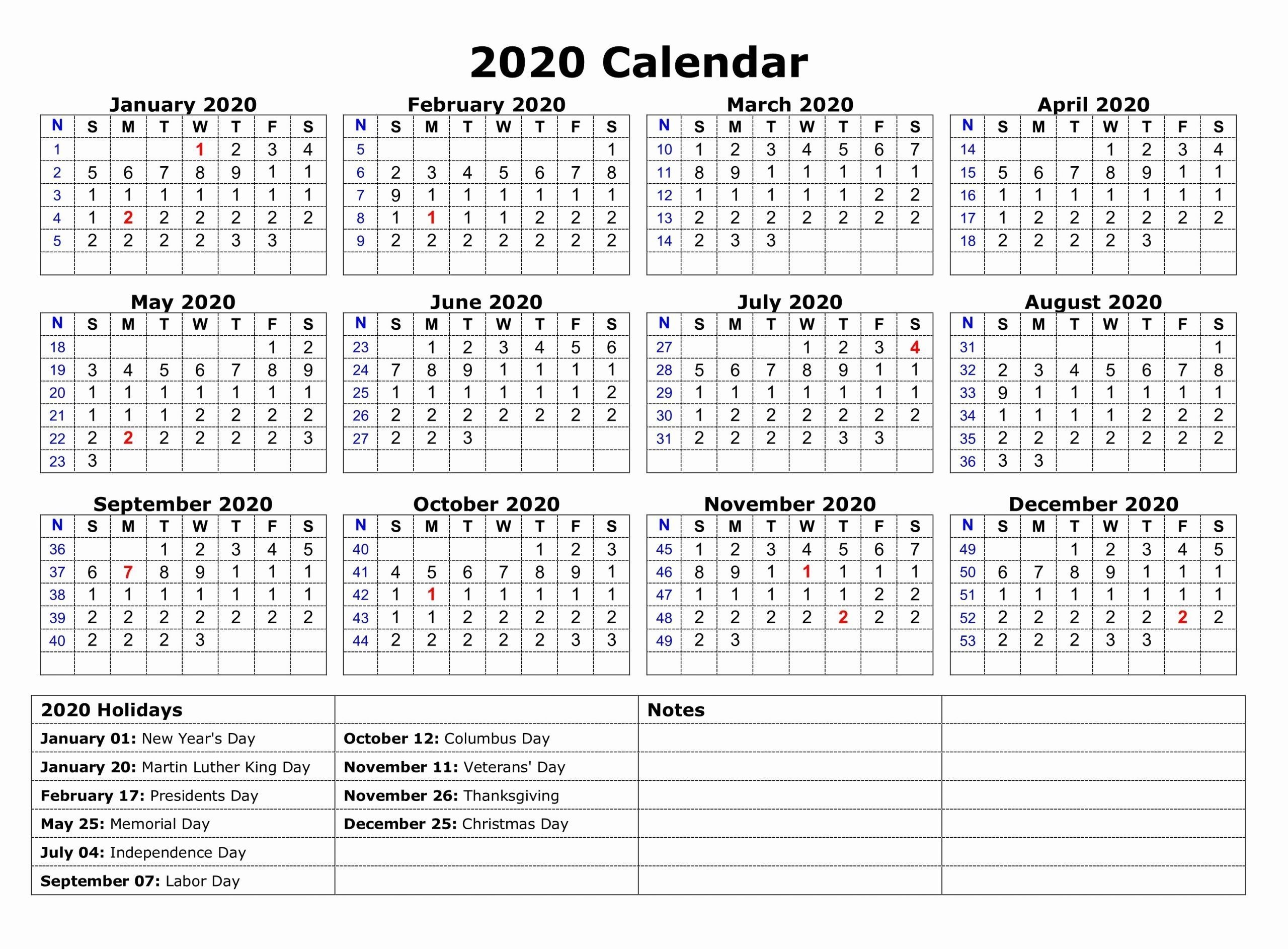 Printable Calendar Holidays 2020 In 2020 | Calendar Template