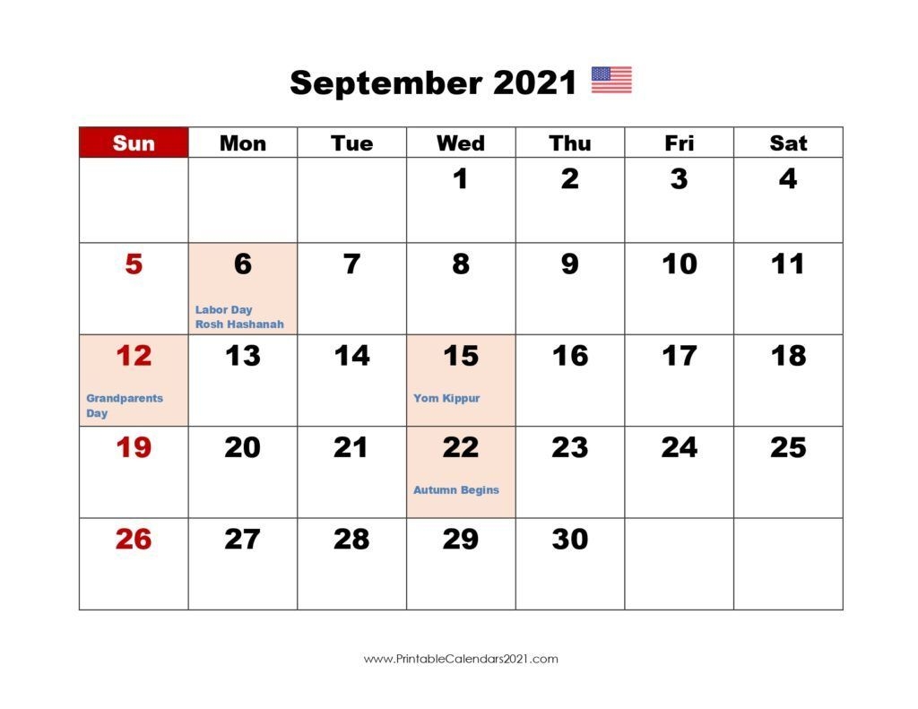 Printable Calendar September 2021, Printable 2021 Calendar