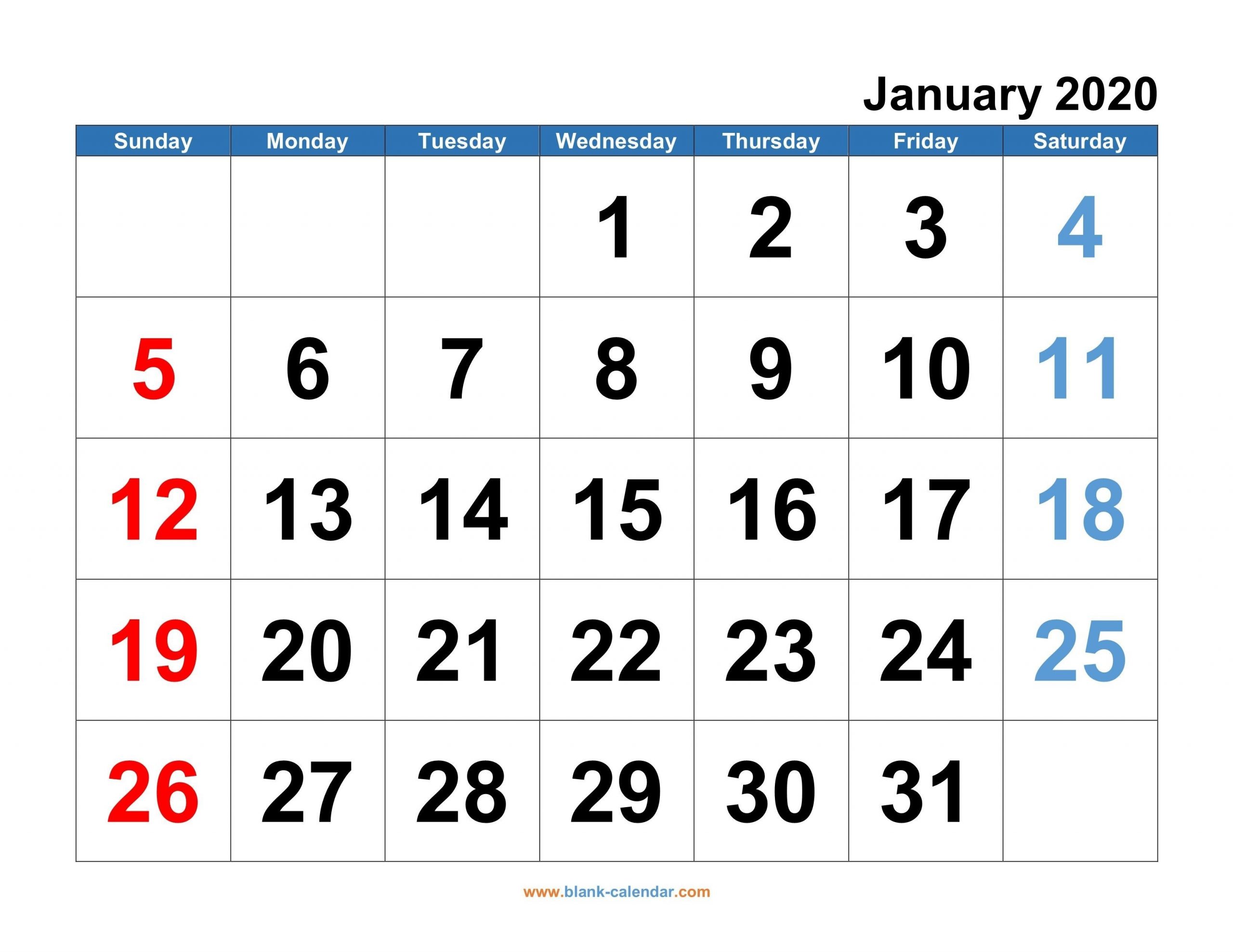 Printable Monthly Calendar 2020 Free – Allowed In Order To