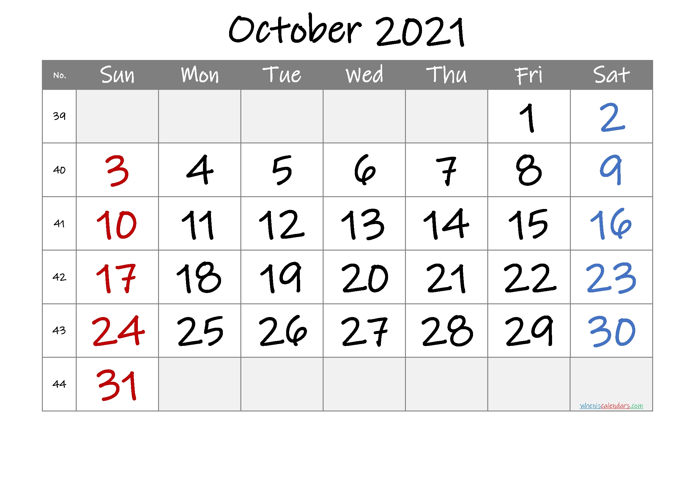 Printable October 2021 Calendar [Free Premium] In 2020