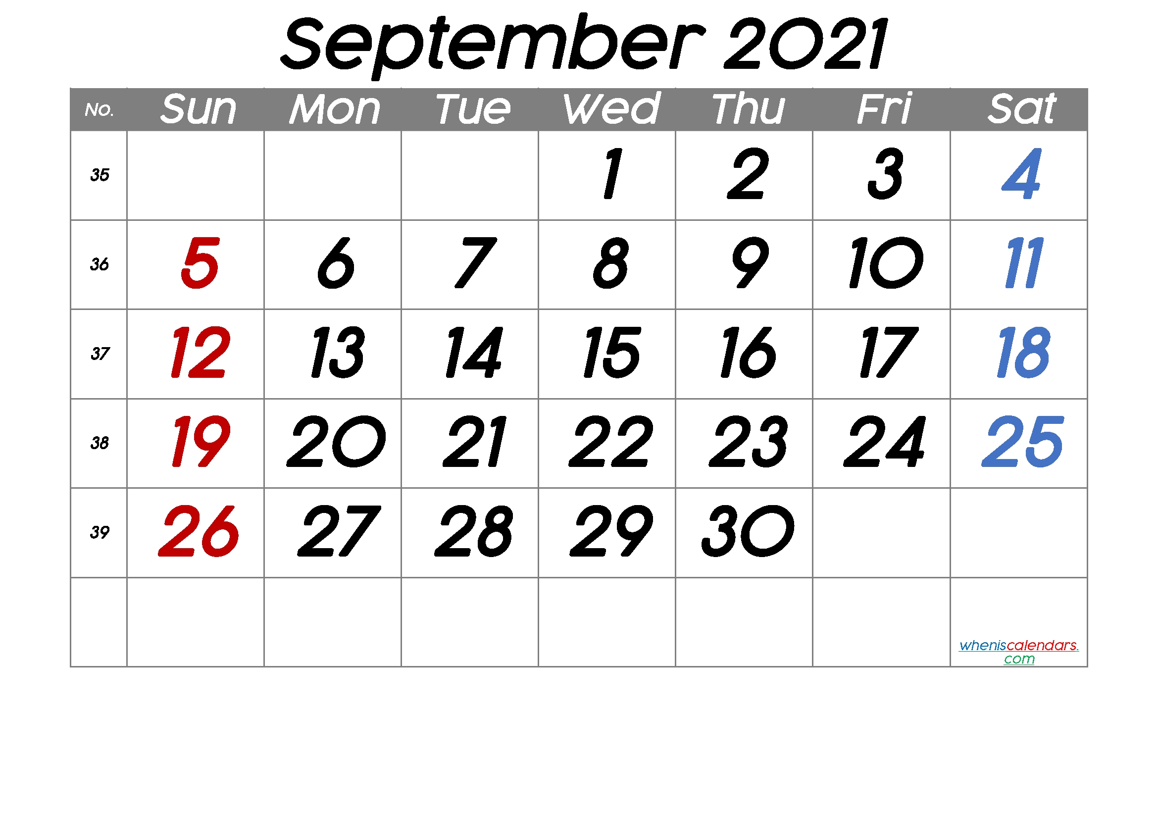 Printable September 2021 Calendar [Free Premium] In 2020